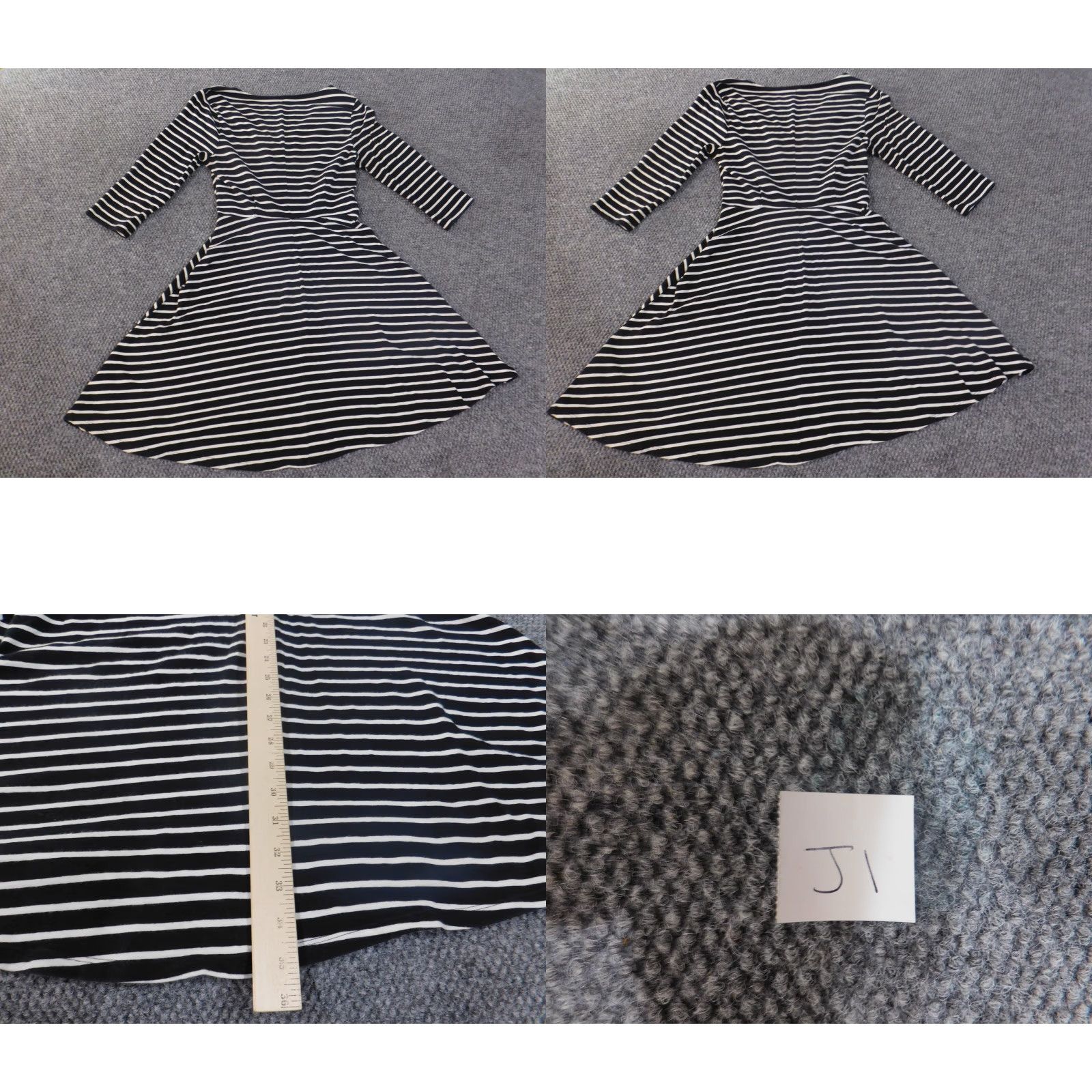 Old Navy Old Navy Dress Midi Black Striped Womens Stretch Cotton V-Neck Raglan Sleeve Long Sleeve Sundress, Casual, black, M, Regular, Women Size M / US 6-8 / IT 42-44 - 8 Thumbnail