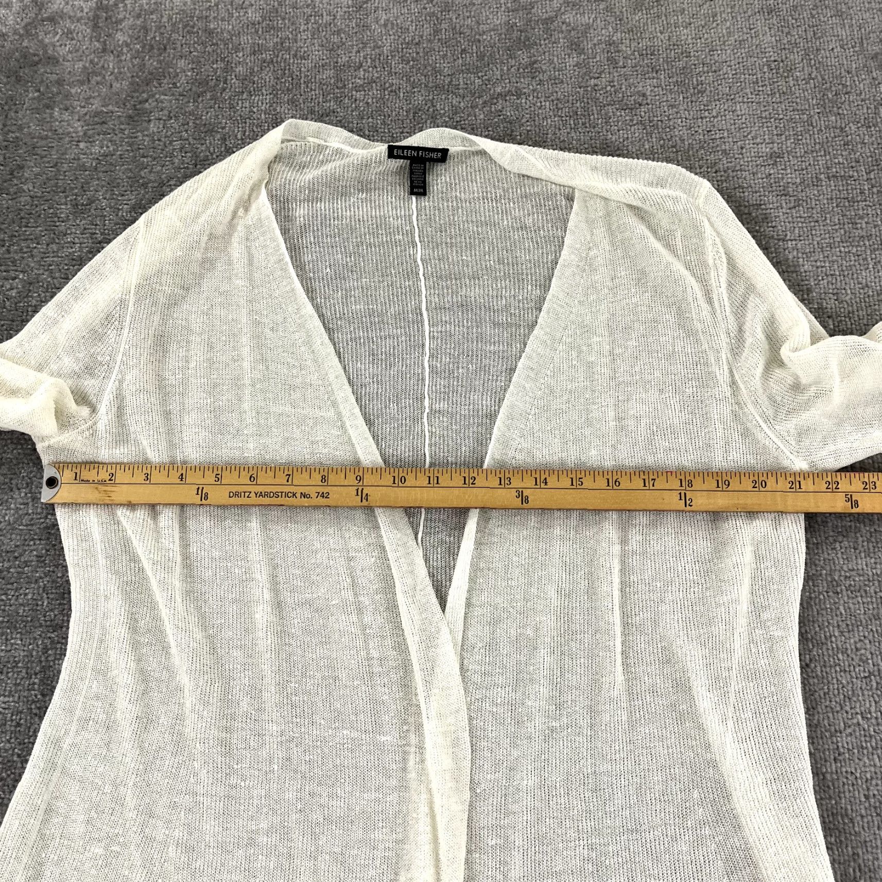 Eileen Fisher EILEEN FISHER White Womens Medium Open Front Knit Sweater Hemp Nylon Lightweight Size M / US 6-8 / IT 42-44 - 5 Thumbnail