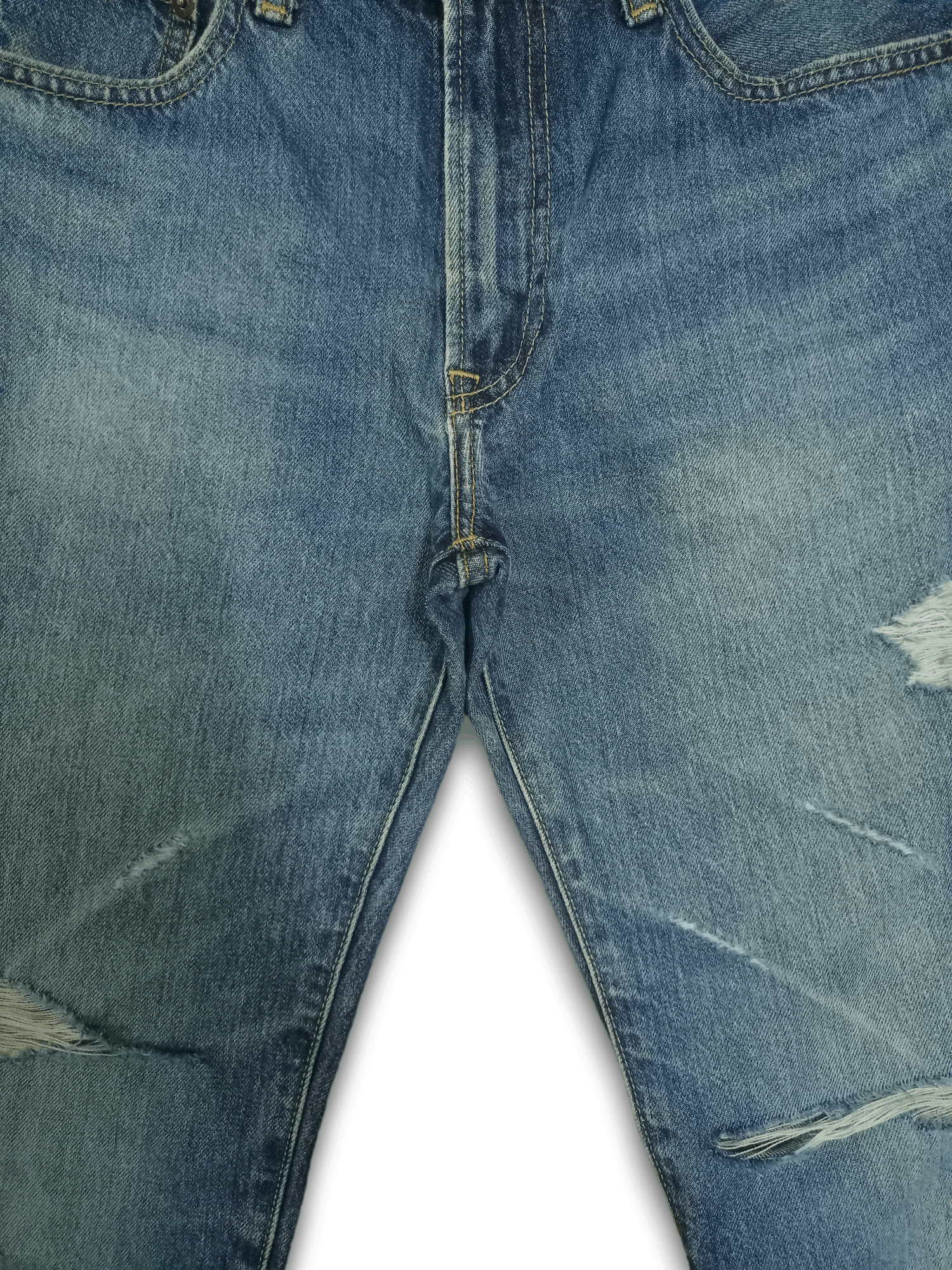 Japanese Brand Vintage Japanese Uniqlo Blue Wash Distressed Loose Jeans Size US 31 - 6 Thumbnail
