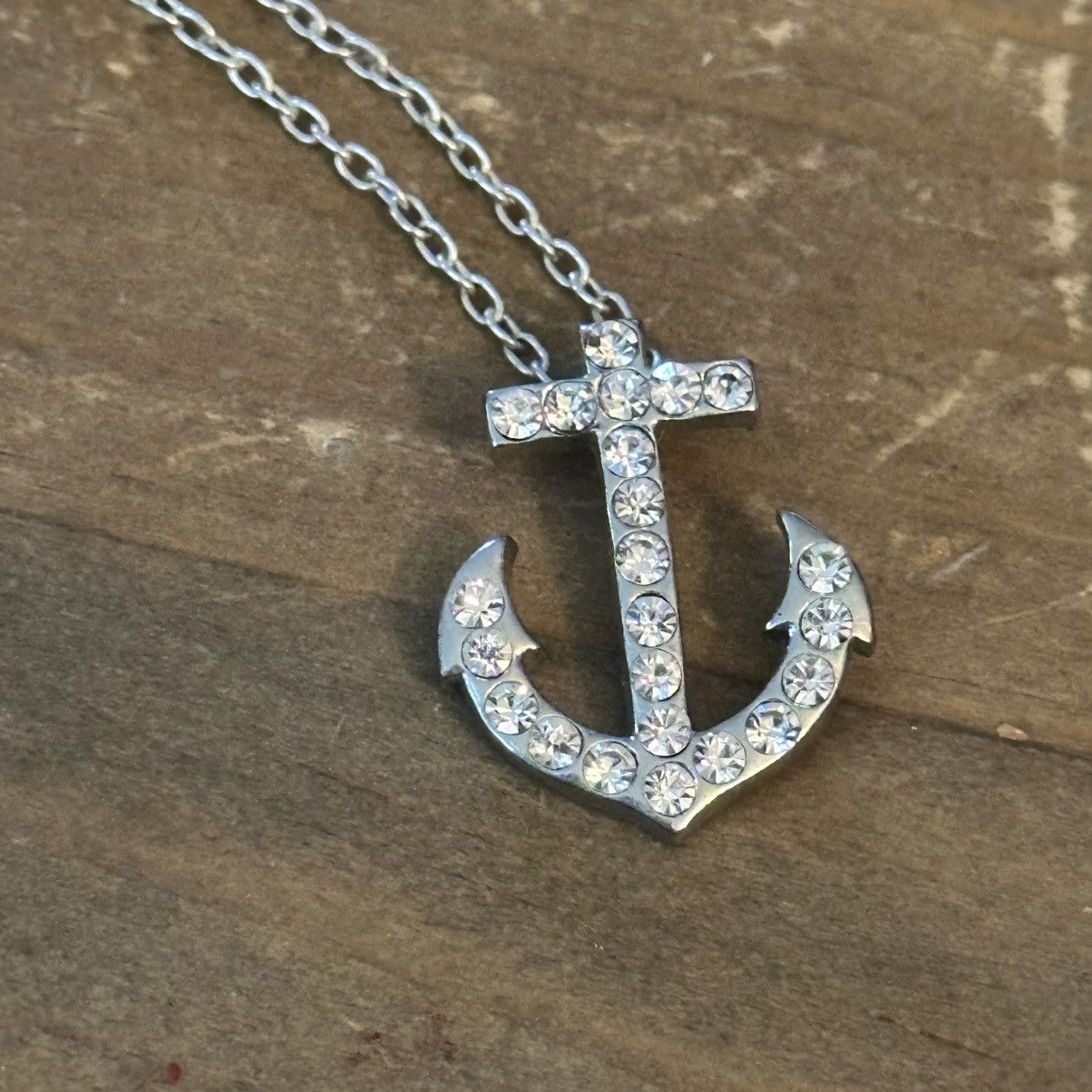 Other Silver tone rhinestone anchor pendant necklace Size ONE SIZE - 3 Thumbnail