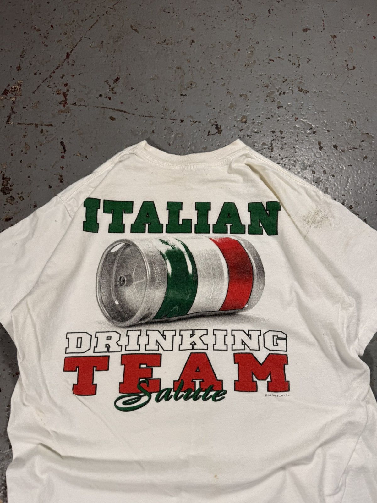 Vintage Vintage 1996 Distressed Official Italian Drinking Team Tee Size US XL / EU 56 / 4 - 3 Thumbnail
