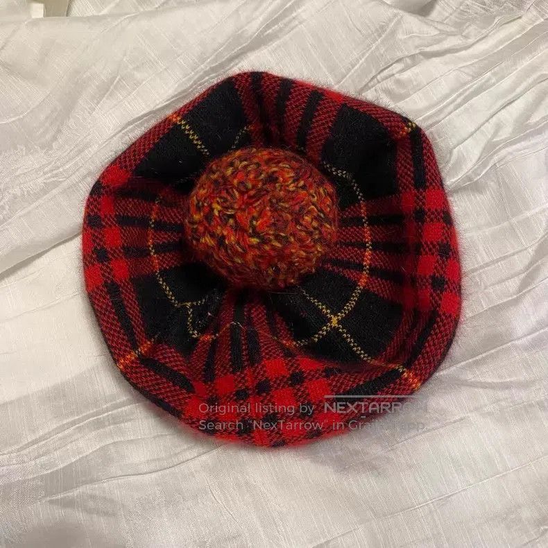 Vivienne Westwood Vivienne Westwood Red and Black Plaid Wool Beret Size ONE SIZE - 6 Thumbnail