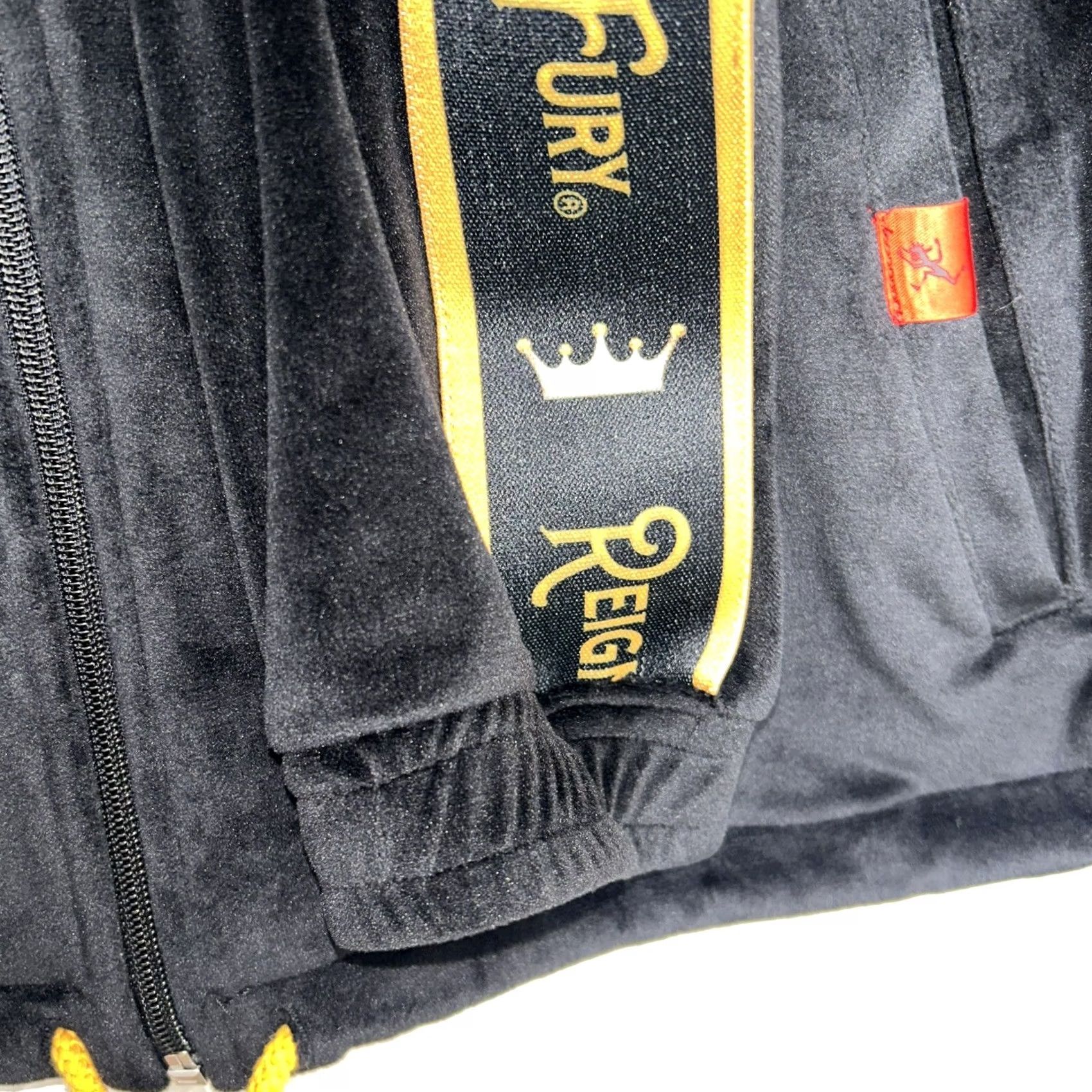 Velour VINTAGE? no. Reigning Fury King Fury Black Velour Full Zip Jacket Long Sleeve Size Medium Size US M / EU 48-50 / 2 - 6 Thumbnail