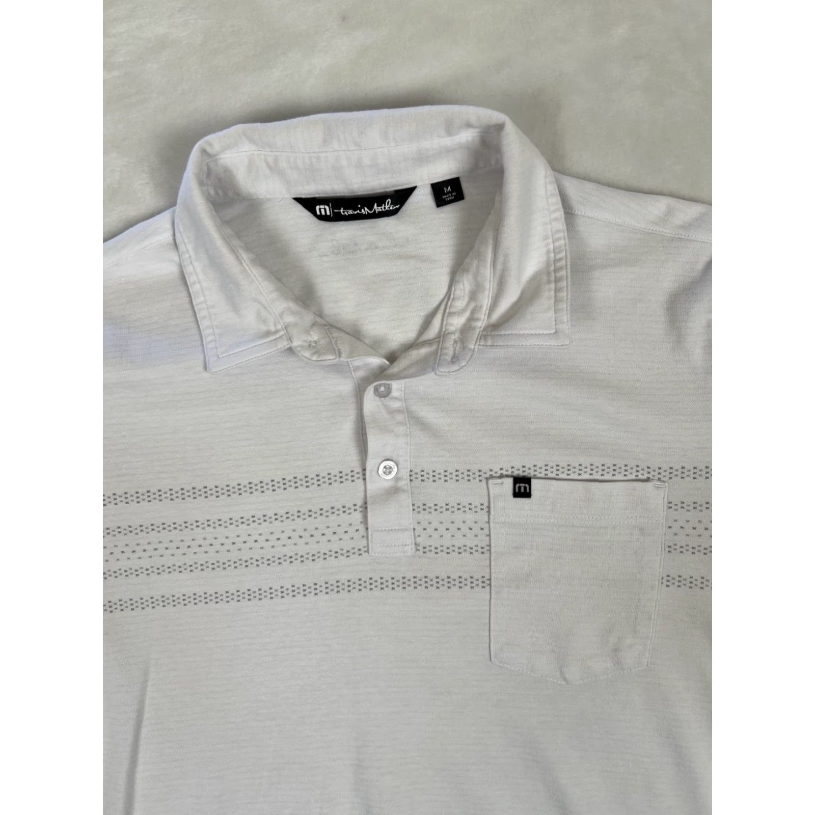 TravisMathew Travis Mathew Polo Shirt Men M White Striped Golf Polo Shirt Polo M White Striped 90s USA Mens Size US M / EU 48-50 / 2 - 3 Thumbnail