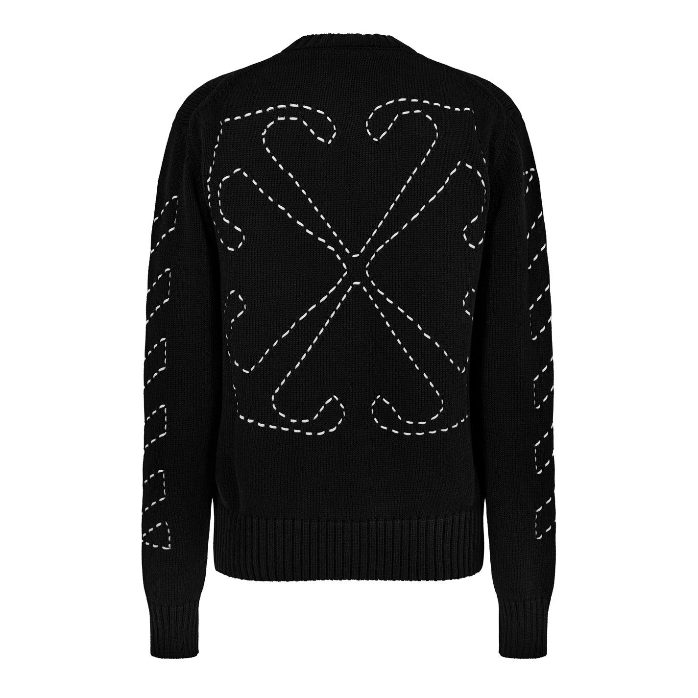Off-White o1g2r1mq0326 Quarter Crew Neck Jumper in Black Size US L / EU 52-54 / 3 - 2 Thumbnail