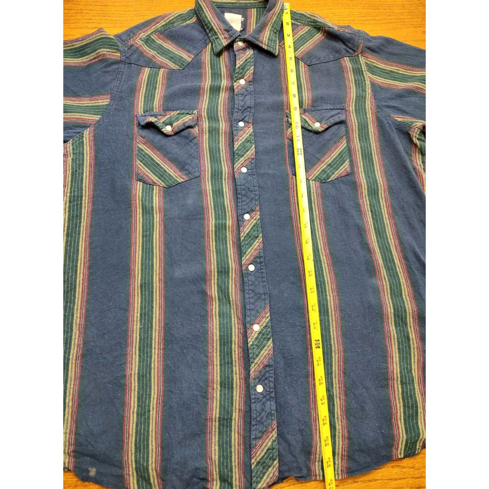 Wrangler VINTAGE Wrangler Blue Western Cowboy Striped Flannel Shirt Mens XL Pearl Snaps Shirt Size US XL / EU 56 / 4 - 6 Thumbnail