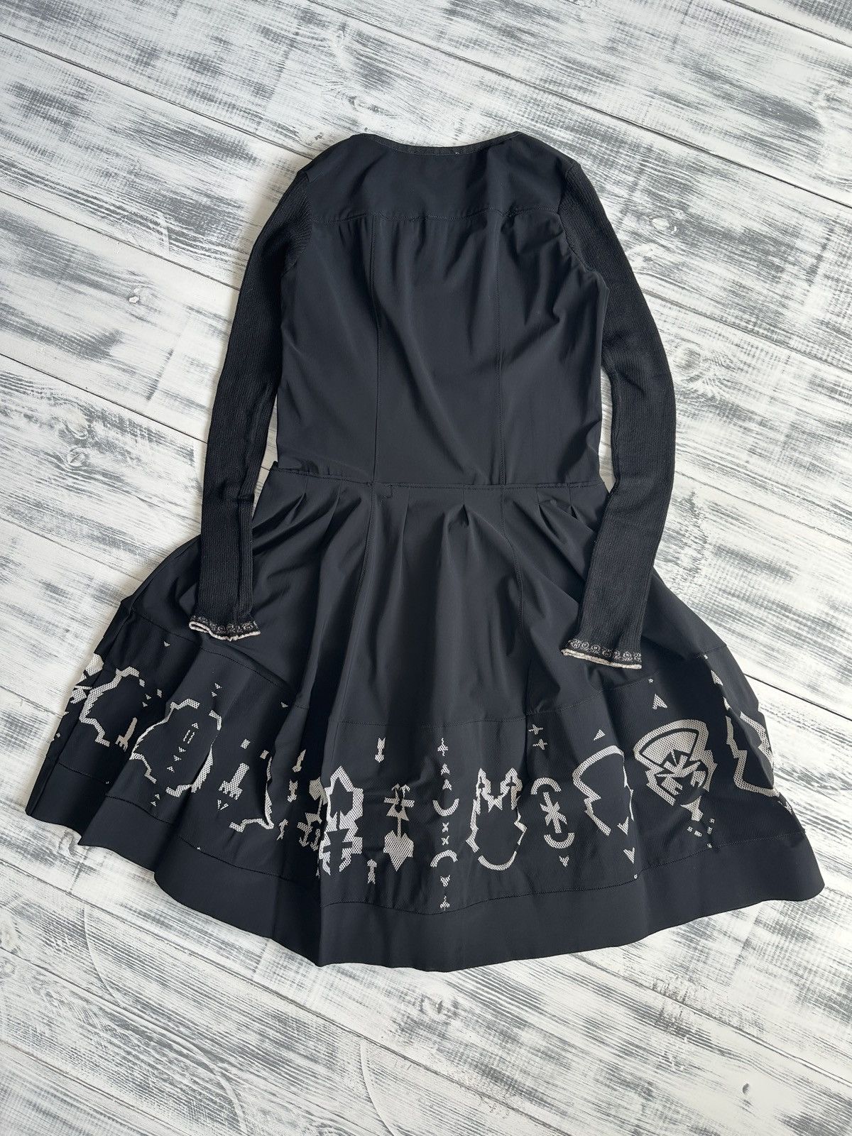 Marithe + Francois Girbaud MARITHE FRANCOIS GIRBAUD Geometric Flared Black Midi Dress Size XL / US 12-14 / IT 48-50 - 2 Thumbnail