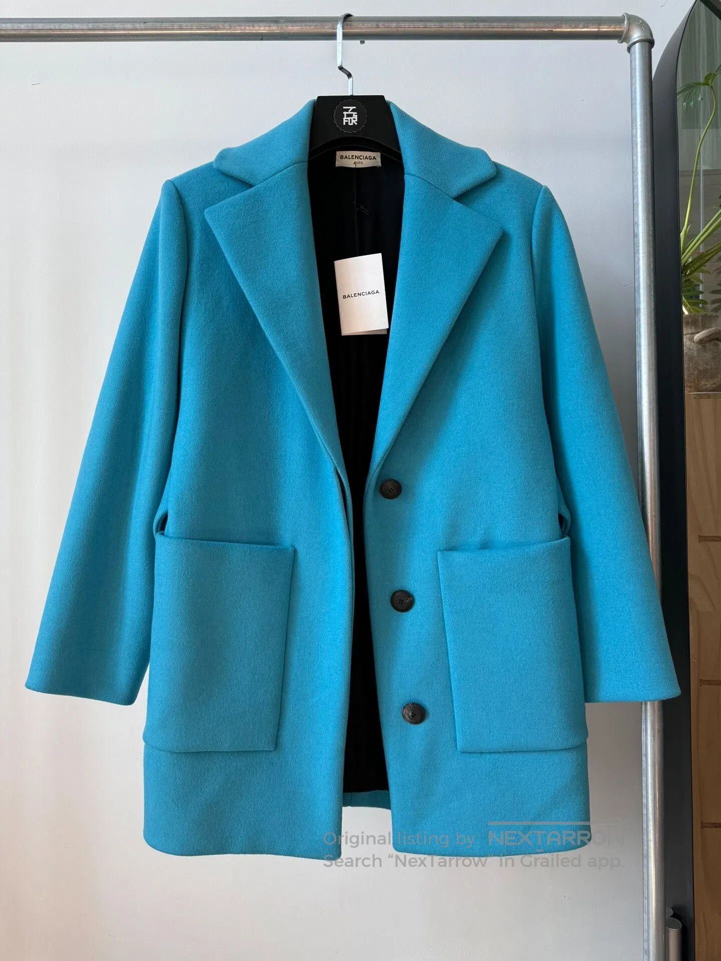 Balenciaga Balenciaga AW14 Wool Coat in Blue. Size S / US 4 / IT 40 - 1 Thumbnail
