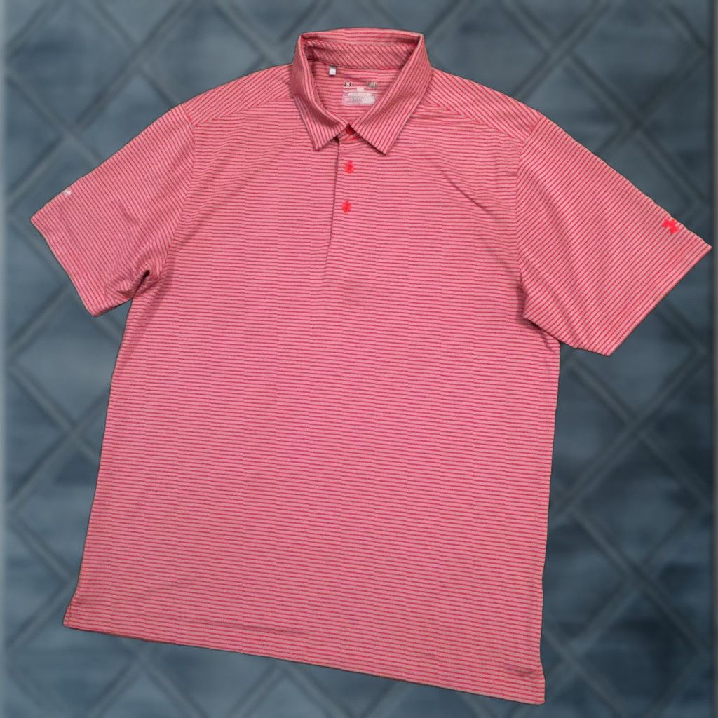 Under Armour Under Armour Polo Shirt Mens L Gray Striped Short Sleeve Heat Gear Polo Shirt Mens L Gray Striped Short Sleeve Size US L / EU 52-54 / 3 - 1 Thumbnail