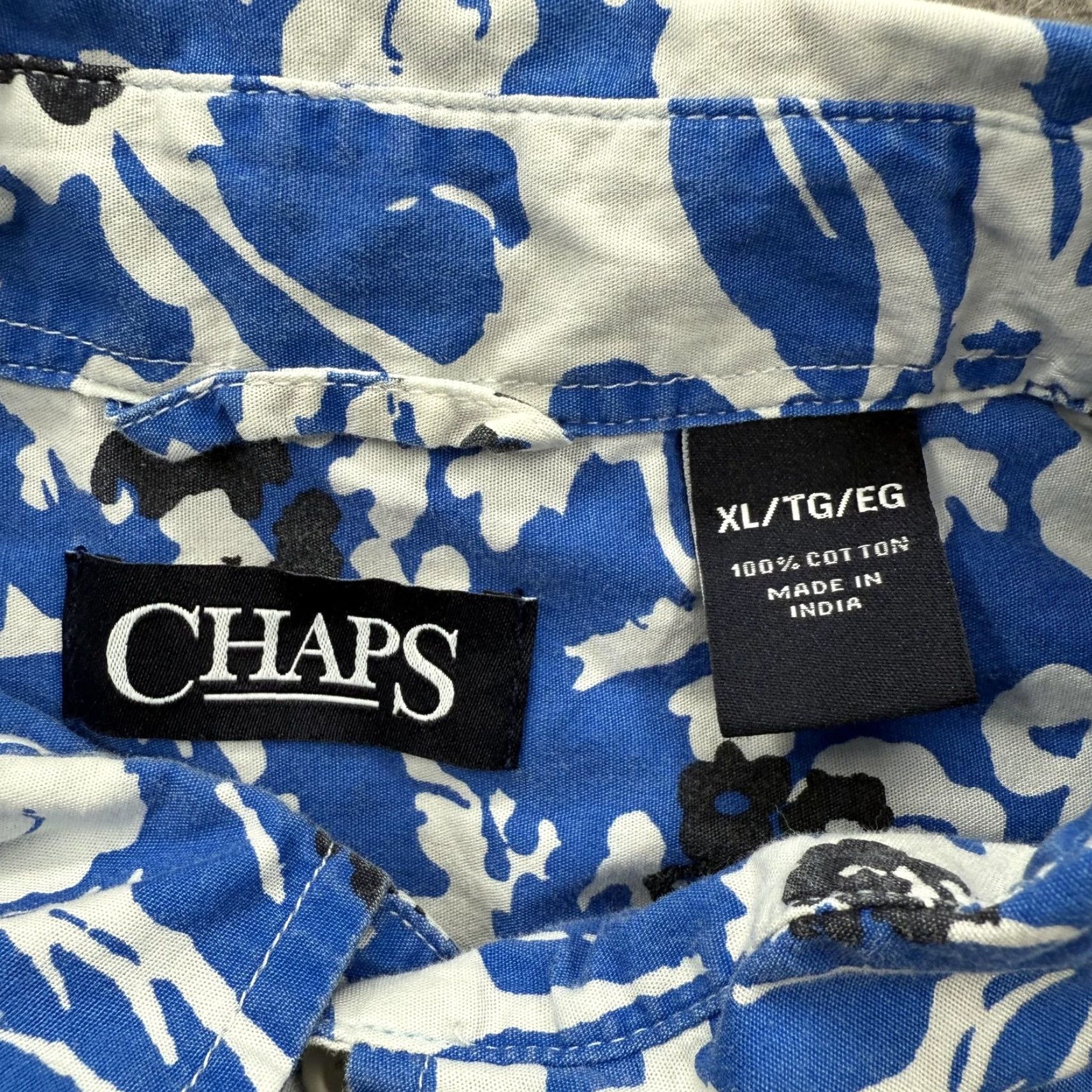 Chaps Chaps Shirt Mens XL Blue White Hawaiian Floral Short Sleeve Button Up Size US XL / EU 56 / 4 - 3 Thumbnail
