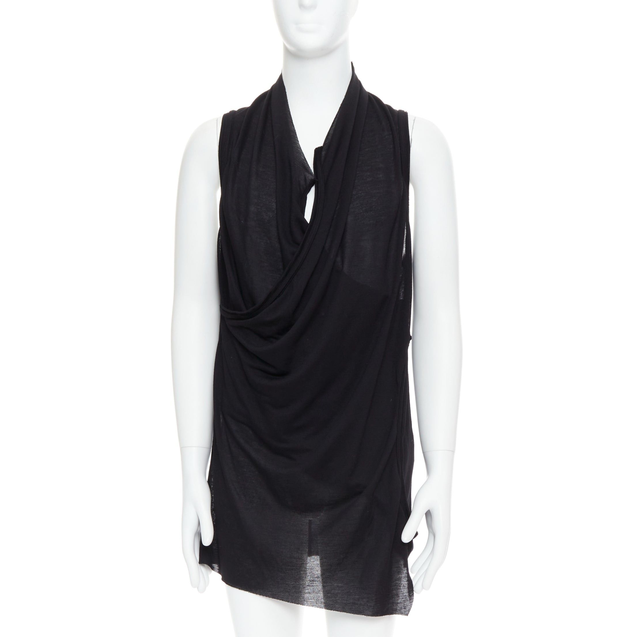 Julius MA JULIUS 2014 black draped deep scoop neck layered tank top JP2 M Size US M / EU 48-50 / 2 - 1 Thumbnail