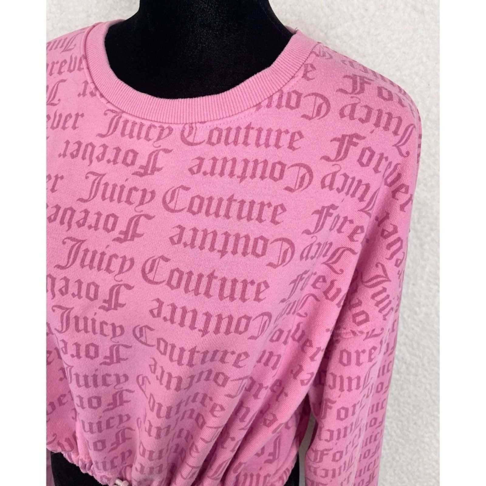 Juicy Couture JUICY COUTURE x F21 • Pink Logo Print Cropped Tie Sweatshirt Size M / US 6-8 / IT 42-44 - 6 Thumbnail