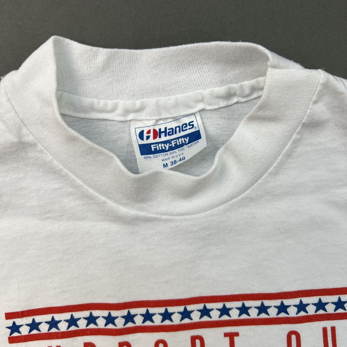 Hanes 1990s Vintage Single Stitch USA SUPPORT OUR TROOPS Tee Shirt Size US M / EU 48-50 / 2 - 6 Thumbnail