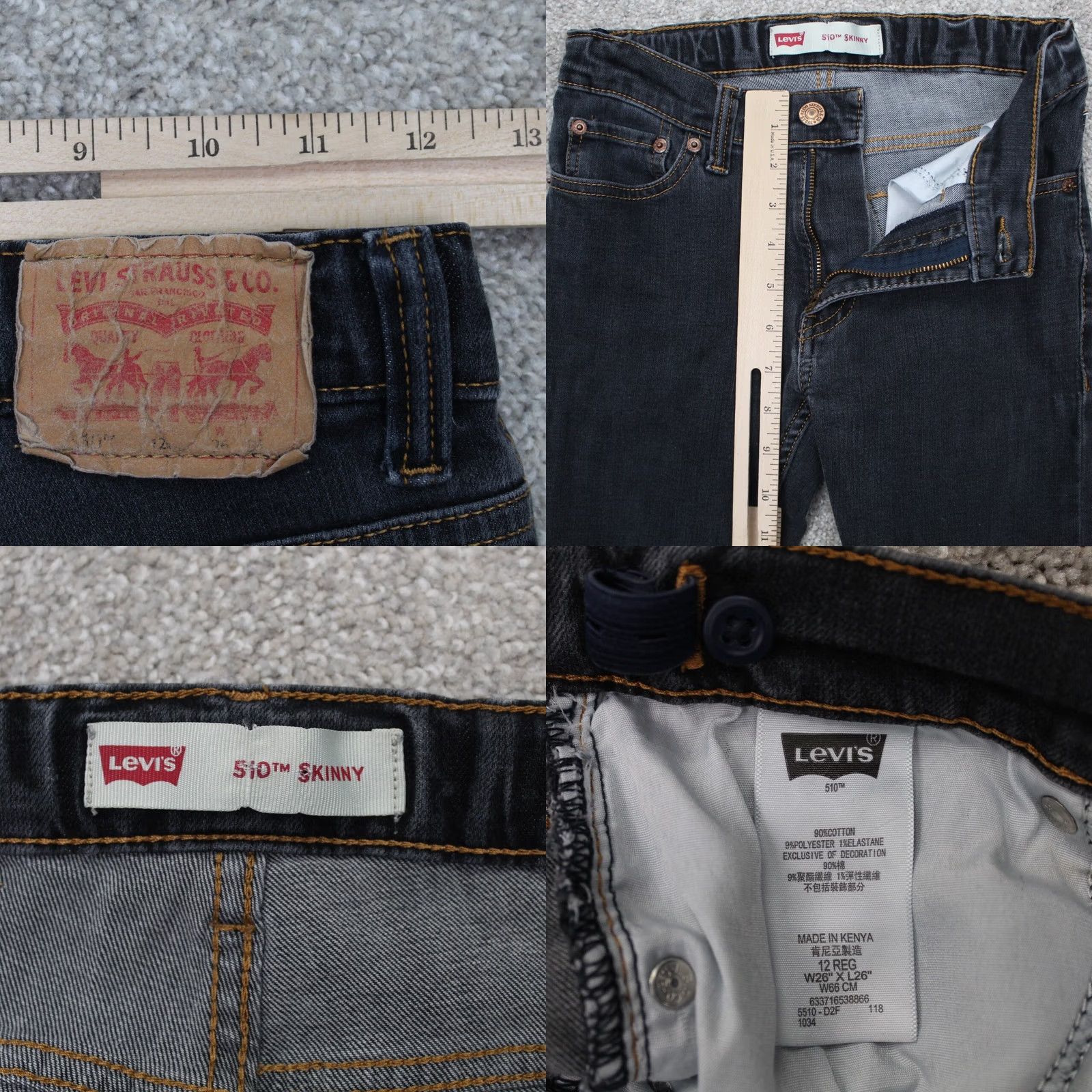 Levi's Levi's 510 Jeans Womens 12 Regular Black Skinny 5-Pocket Denim Stretch Polyester Shaping City College Mens Womens Girls Size 34" / US 12 / IT 48 - 8 Thumbnail