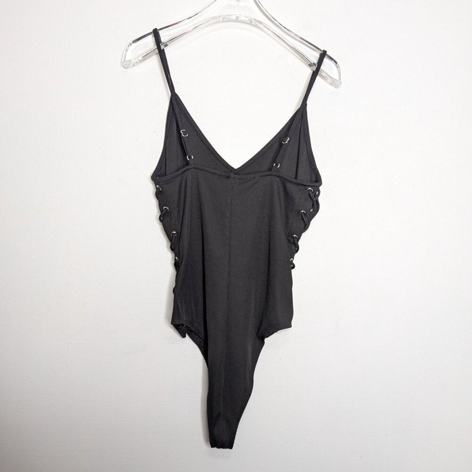 Forever 21 Forever 21 Dukes Of Dallas Ribbed Bodysuit Lace Up Sides Size L / US 10 / IT 46 - 2 Thumbnail