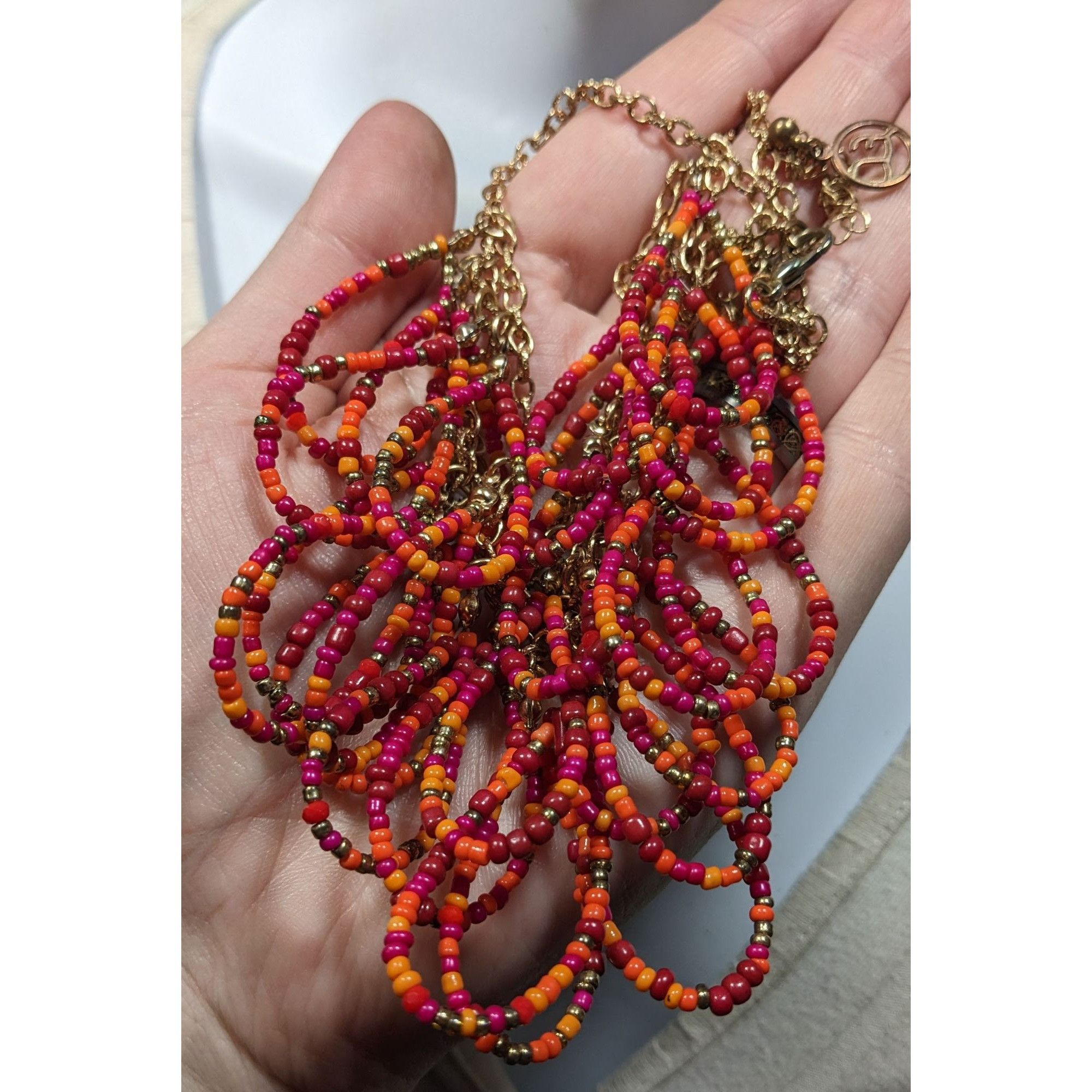 Other Erica Lyons Abstract Pink And Orange Glass Beaded Loop Fring Size ONE SIZE - 5 Thumbnail