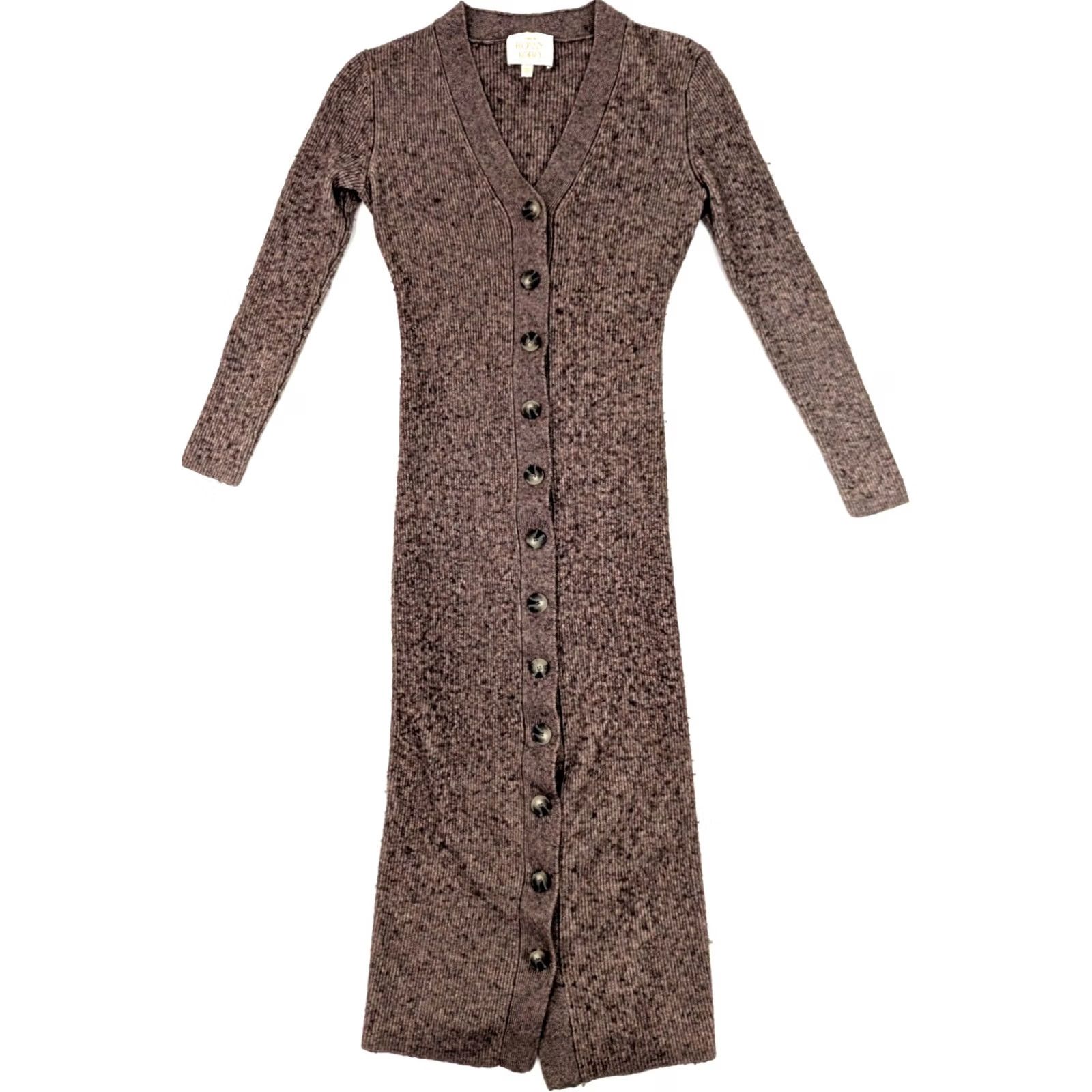 Ronny Kobo Torn by Ronny Kobo Cardigan Women S Wool Blend Long Brown Red Button / Oversized Knit Long Sleeve S Retail Womens Size S / US 4 / IT 40 - 2 Thumbnail