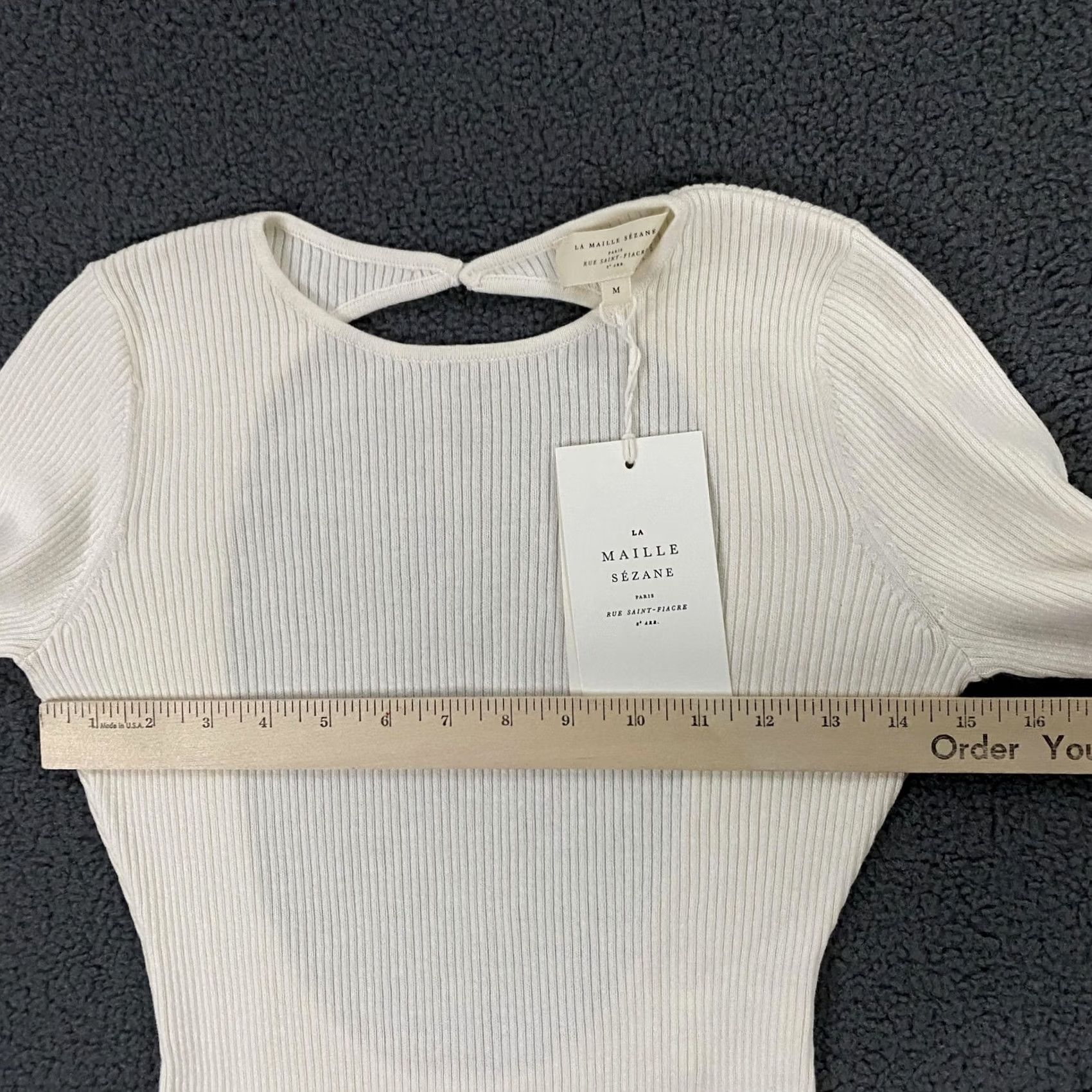 Vintage Sezane Ashley Bodysuit Womens Medium Ivory Ribbed Merino Wool Cotton Long Sleeve Size M / US 6-8 / IT 42-44 - 7 Thumbnail