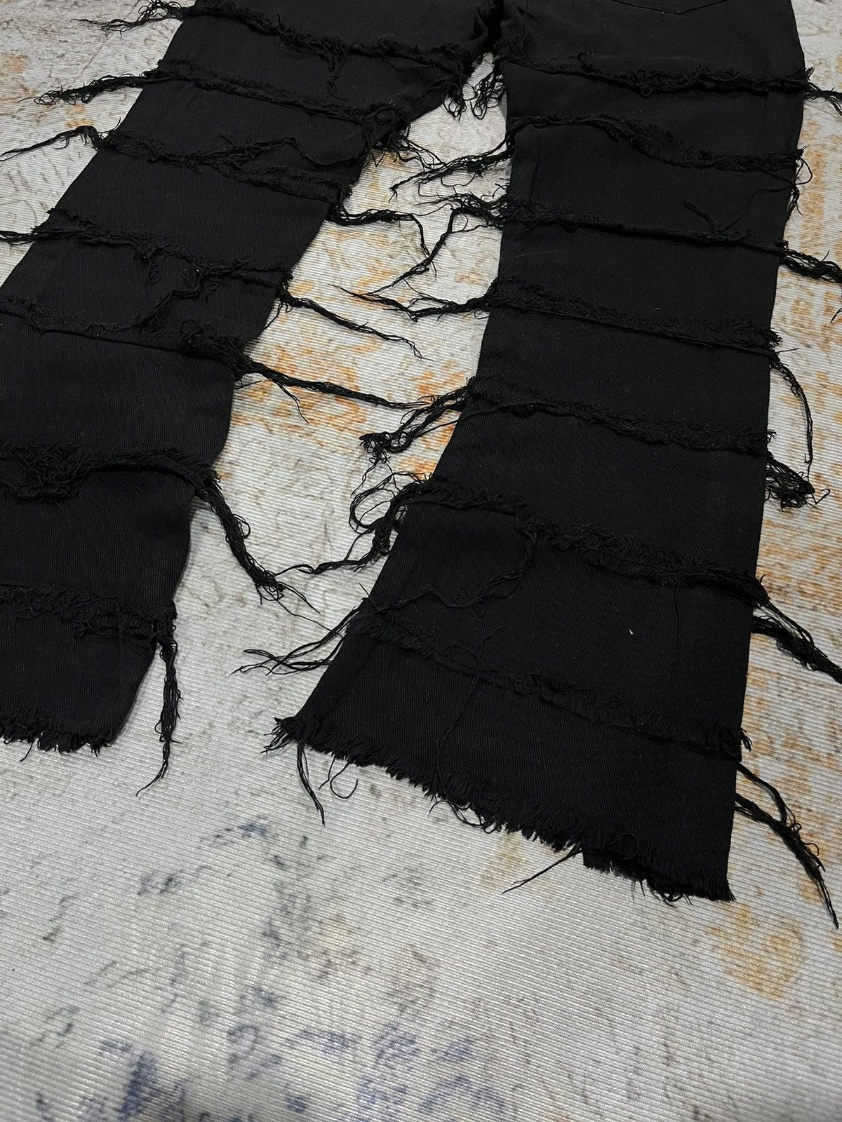 Japanese Brand Stacking Motive Flare Fringe Black Jeans Size US 31 - 5 Thumbnail