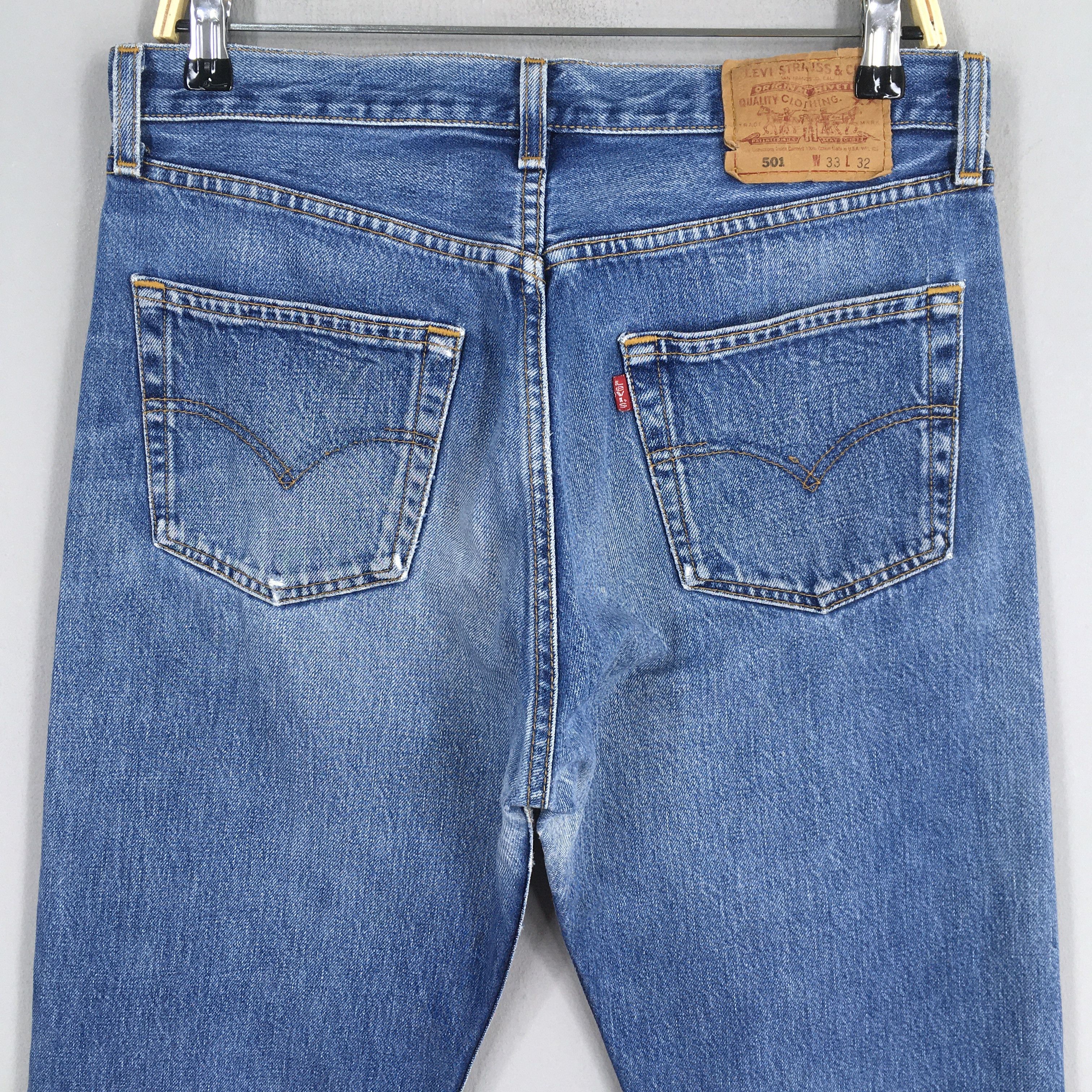 Levi's Size 31x30 Vintage 90s Levi's 501 Faded Blue Jeans S179 Size US 31 - 10 Thumbnail