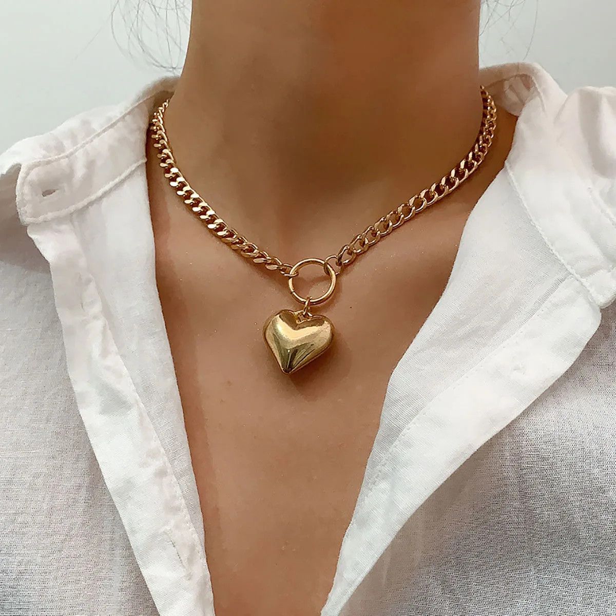 Other Big Heart Pendant Clavicle Necklace Size ONE SIZE - 2 Thumbnail