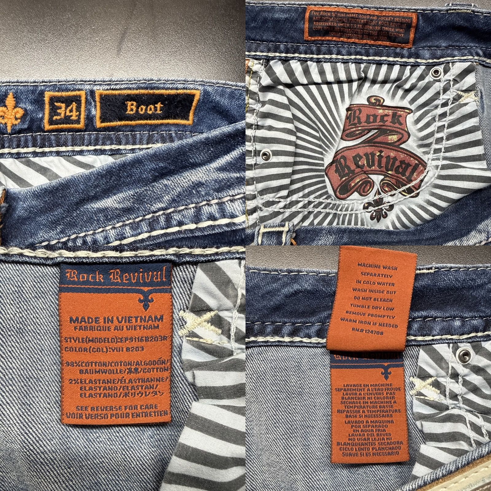 Vintage Rock Revival Yui Jeans Women Bootcut 5-Pocket Bling Stitches Mid Rise Blue 38x31 Size 24" / US 00 / IT 34 - 9 Thumbnail