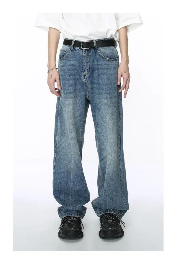 Japanese Brand Hazaki x Asai Japanese style washed loose straight jeans Size US 32 / EU 48 - 1 Thumbnail