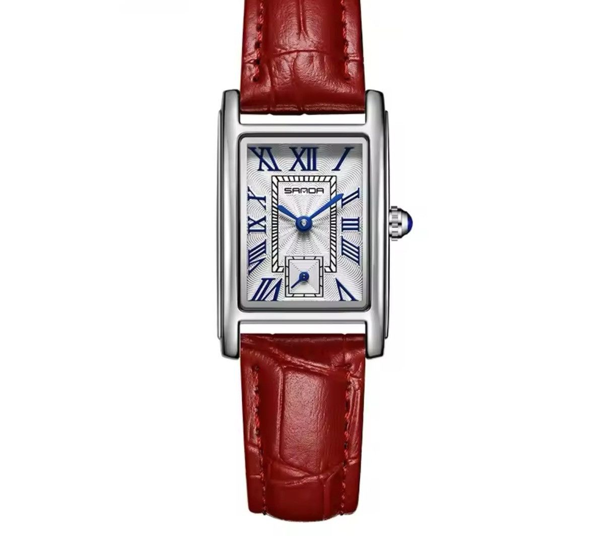 Jewelry Vintage Style Watch Red Silver Leather Band Size ONE SIZE - 3 Thumbnail