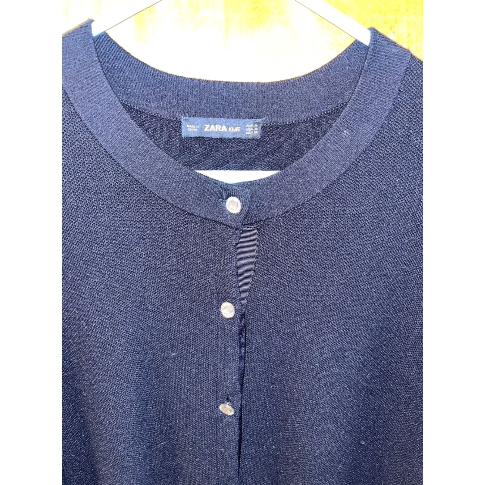 Zara ZARA Black Knit Cardigan with Rhinestone Buttons, Size Medium, Womens, Classic, Solid, Preppy Size M / US 6-8 / IT 42-44 - 2 Thumbnail
