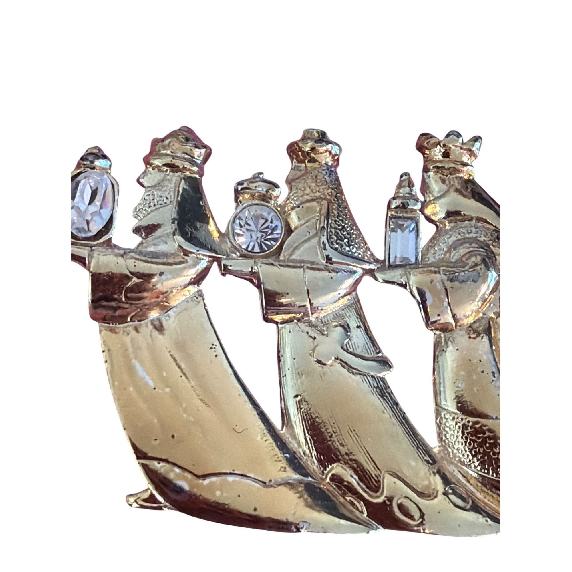 Other Vtg Three Wise Men Gold Tone Brooch Pin Danecraft Clear Rhin Size ONE SIZE - 2 Thumbnail