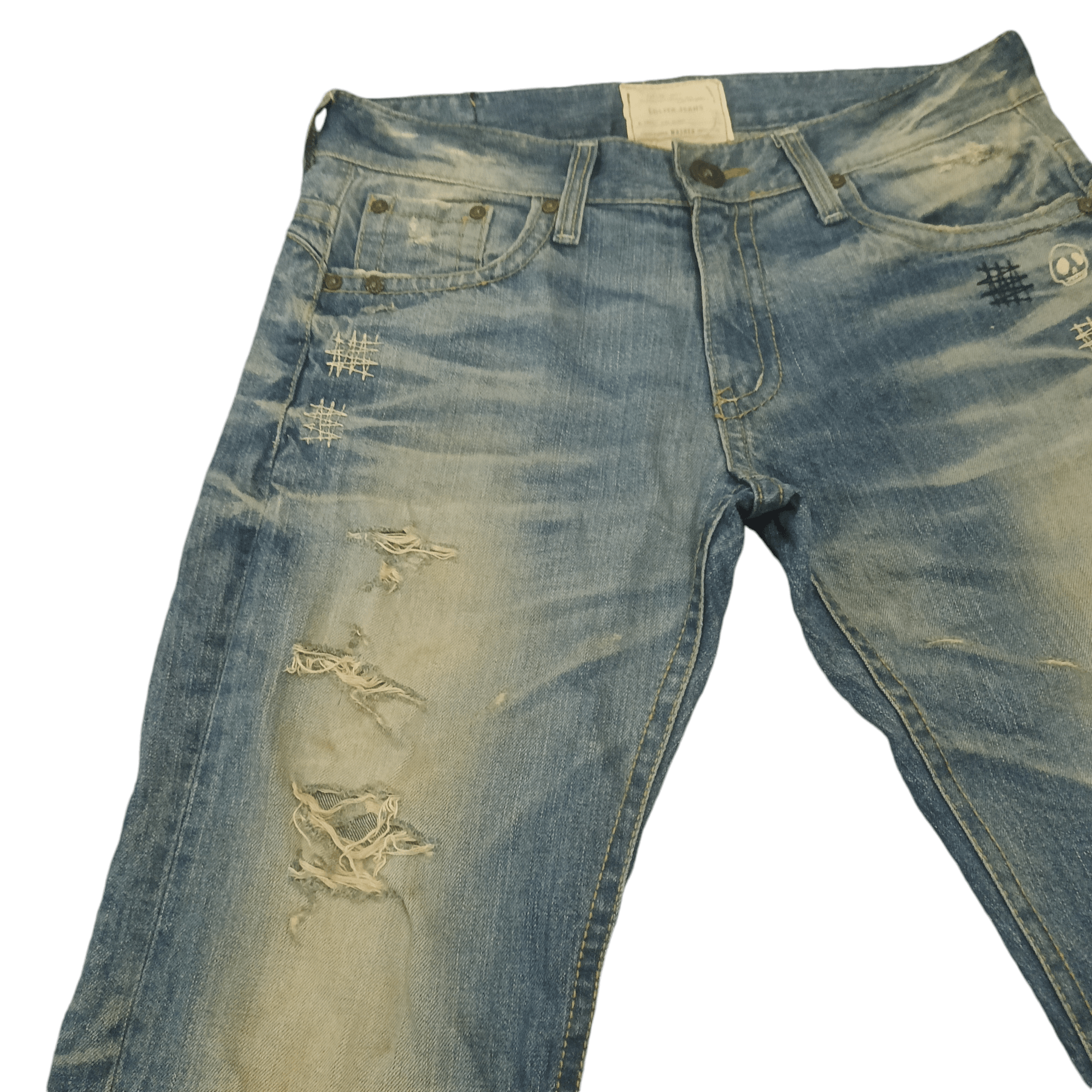 If Six Was Nine Sick Lolita Jeans Skull Distressed Jeans Size US 33 - 3 Thumbnail