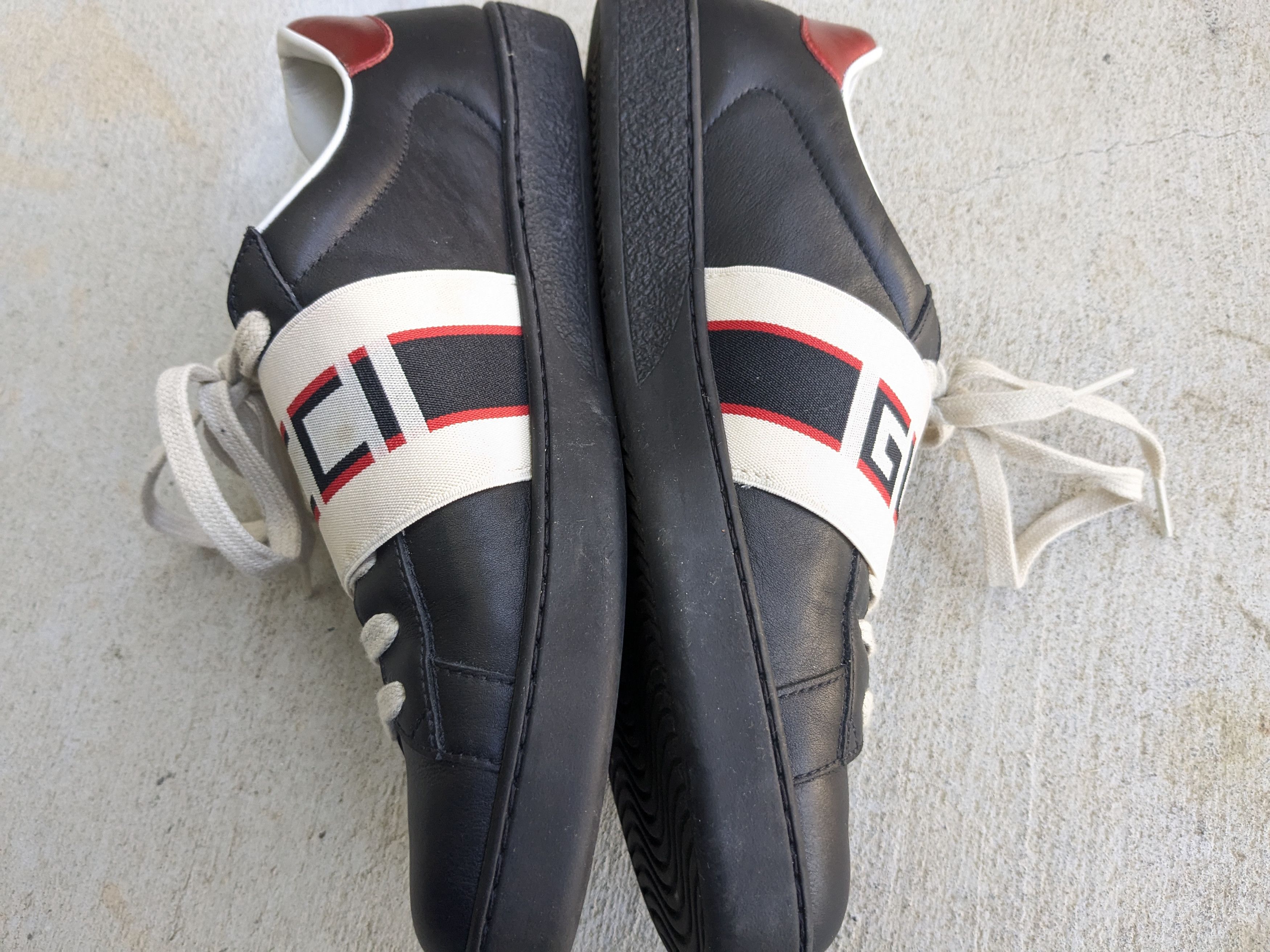 Gucci Gucci Ace Black Leather 8 Low Tops Web Elastic Size US 8 / EU 41 - 11 Thumbnail