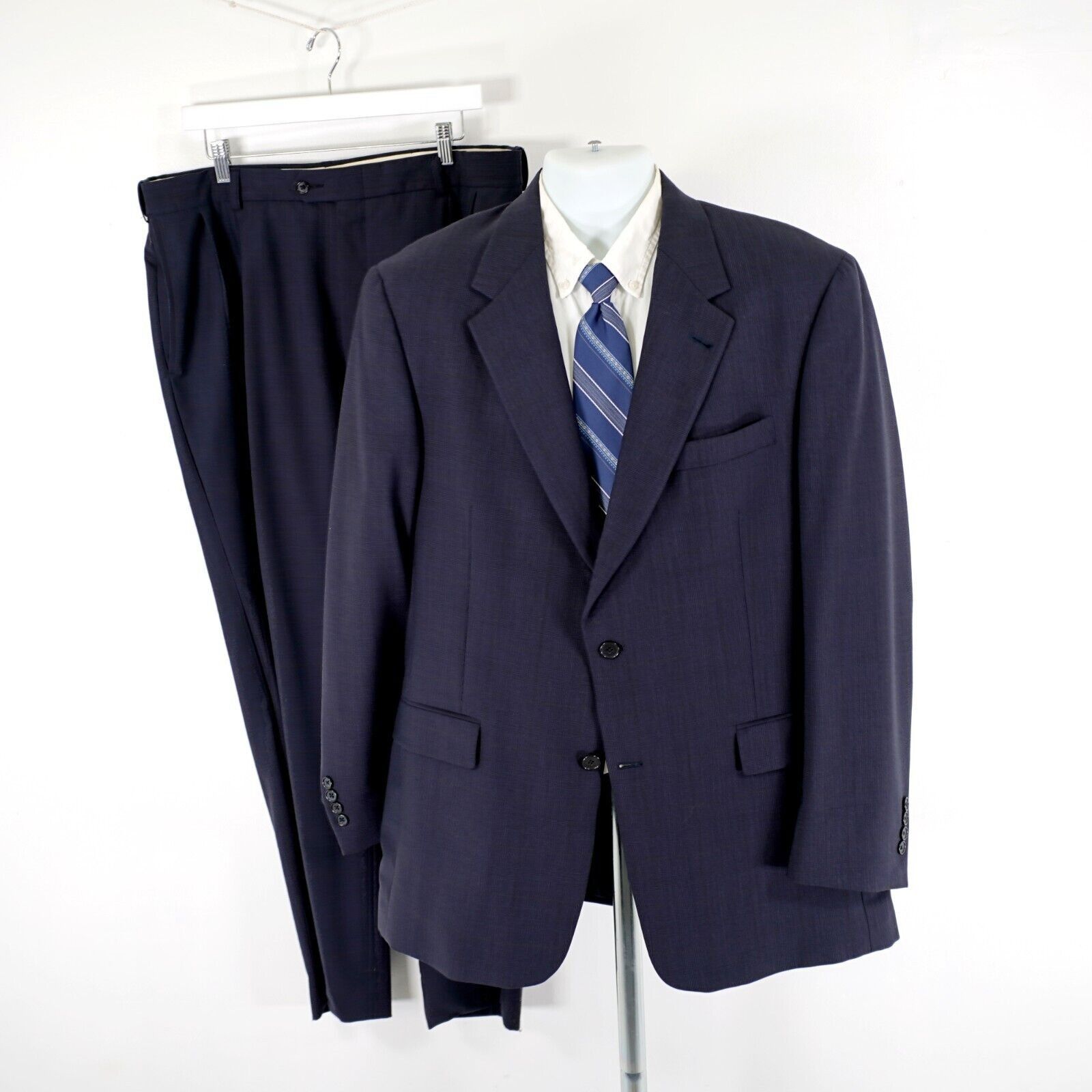 Austin Reed Austin Reed Wool Blue Glen Plaid Suit 42L 37/32 W/ Brown Win Size 42L - 1 Thumbnail