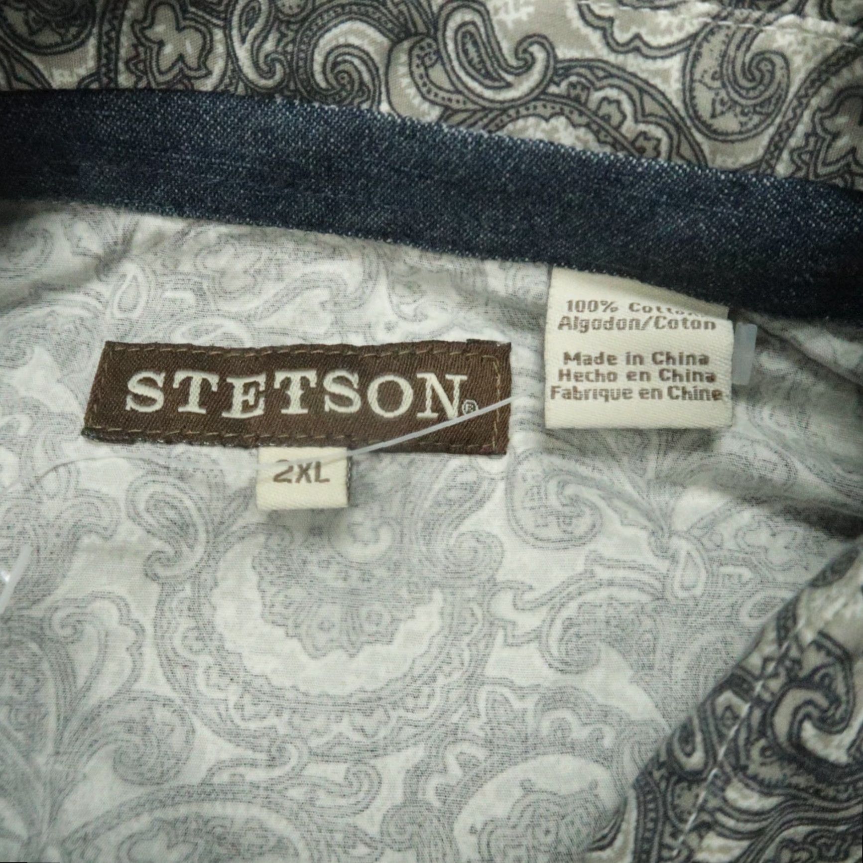 Stetson Stetson Shirt Mens 2XL Gray Paisley Pearl Snap Western Long Sleeve Button-Up Size US XXL / EU 58 / 5 - 3 Thumbnail