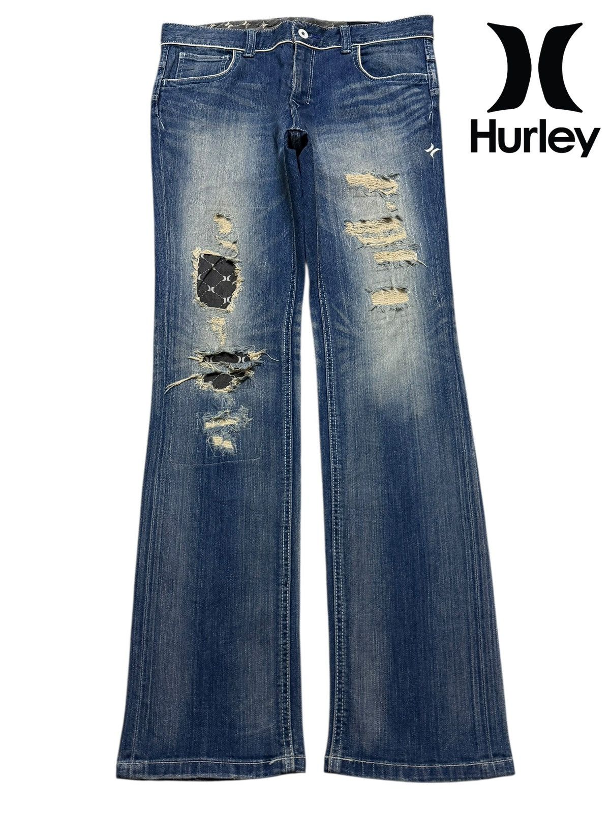 Hurley Vintage Y2K Hurley Blue Faded Wash Distressed Straight Leg Size US 32 / EU 48 - 1 Thumbnail