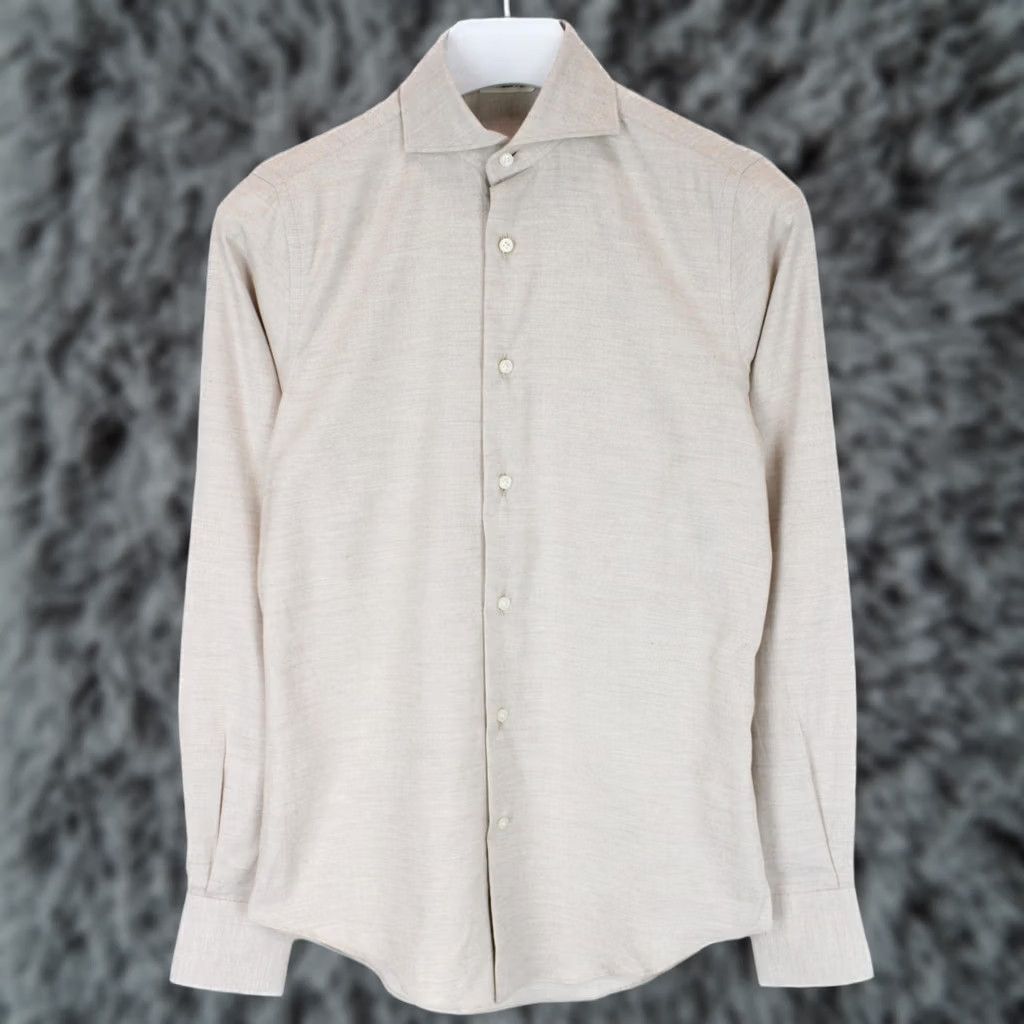 Suitsupply Suitsupply Extra Slim Fit Button Up Shirt Mens Collared SMALL Long Sleeves Beige Cotton Shirt Mens Small Long Sleeve Button-Up Size US S / EU 44-46 / 1 - 1 Thumbnail