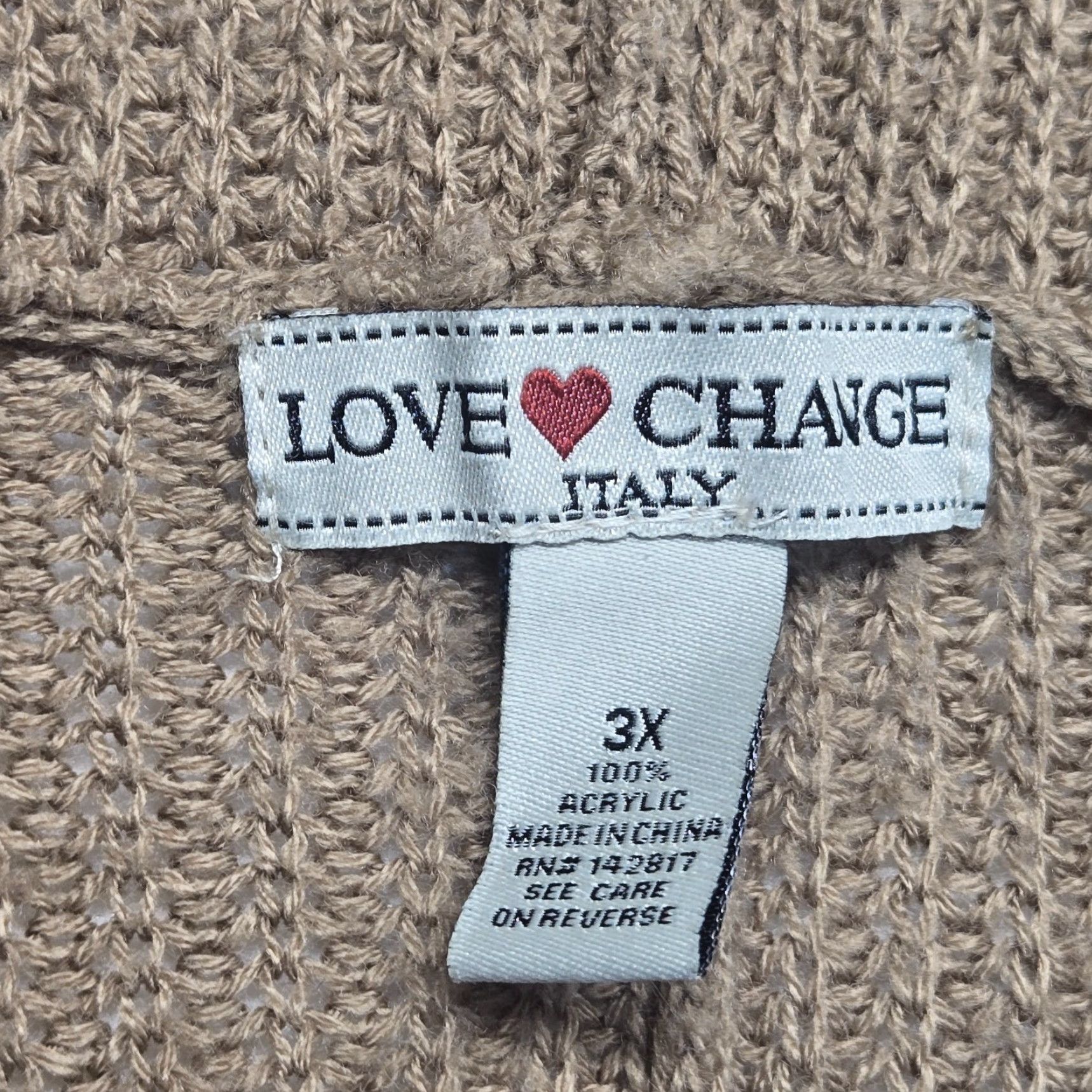 Changes Love Change Cardigan Sweater Adult 3X Brown Open Front Solid Womens 90s? Size XXL / US 16-18 / IT 52-54 - 2 Thumbnail