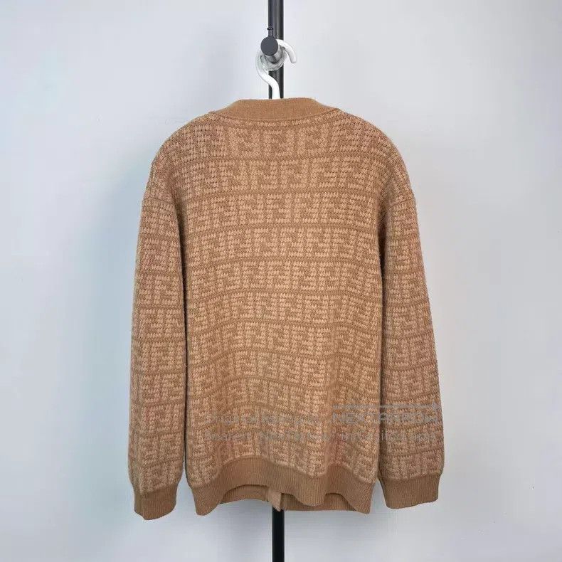 Fendi Fendi FW23 Brown Monogrammed Logo Embroidered V-neck Singl Size XXS / US 00 / IT 34 - 2 Thumbnail
