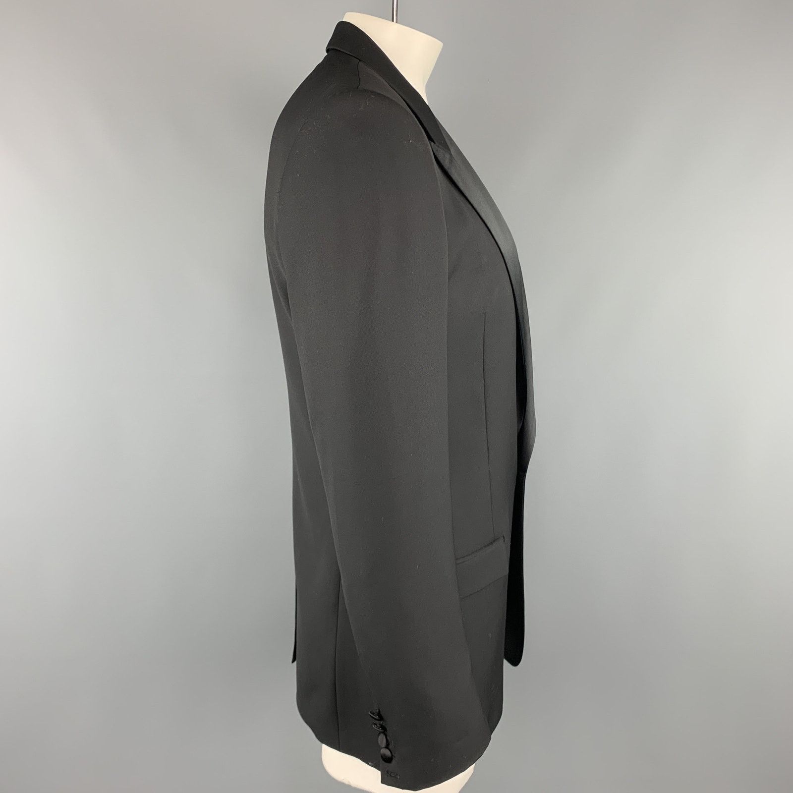 Marc Jacobs 40 Black Wool Peak Lapel Sport Coat Tuxedo Jacket Size 40R - 3 Thumbnail