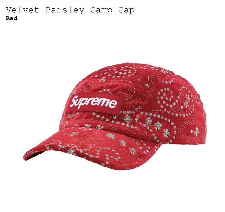 Supreme Supreme Velvet Paisley Camp Cap Red | Grailed