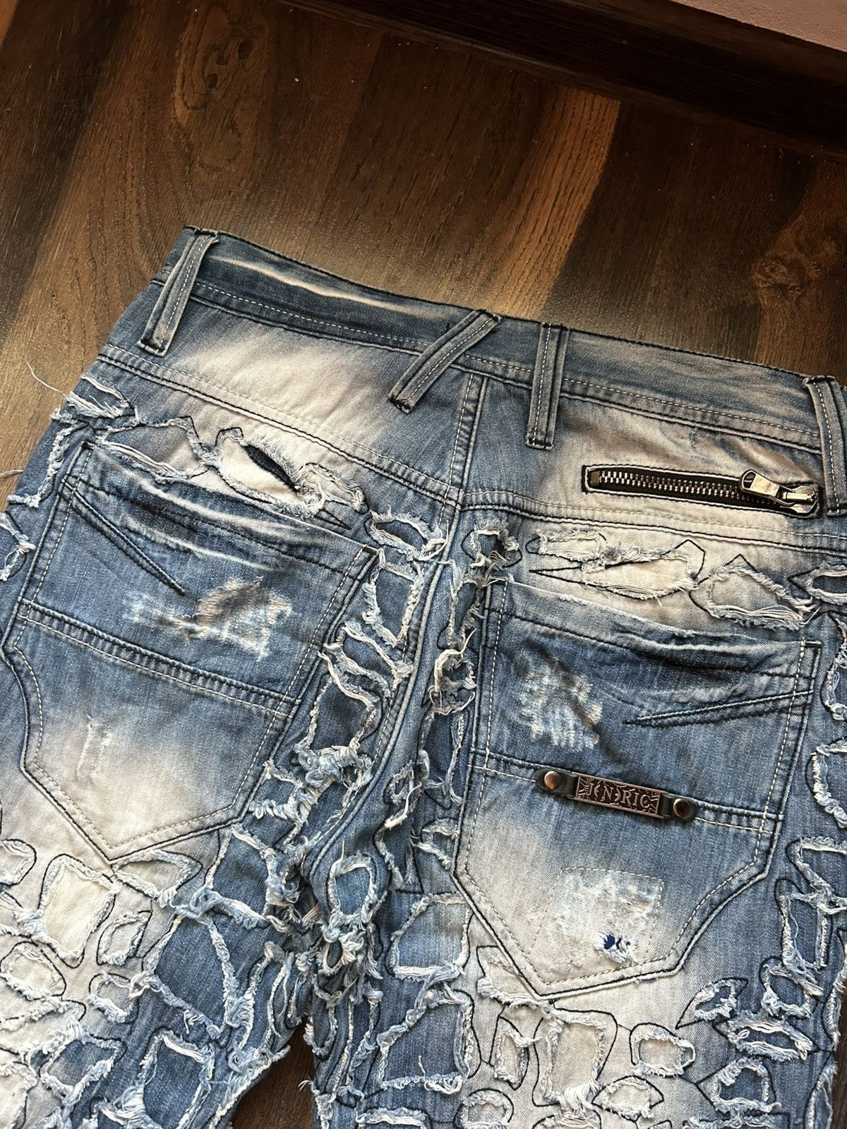 If Six Was Nine Vintage Jeneric patched distressed moto denim jeans Size US 32 / EU 48 - 4 Thumbnail