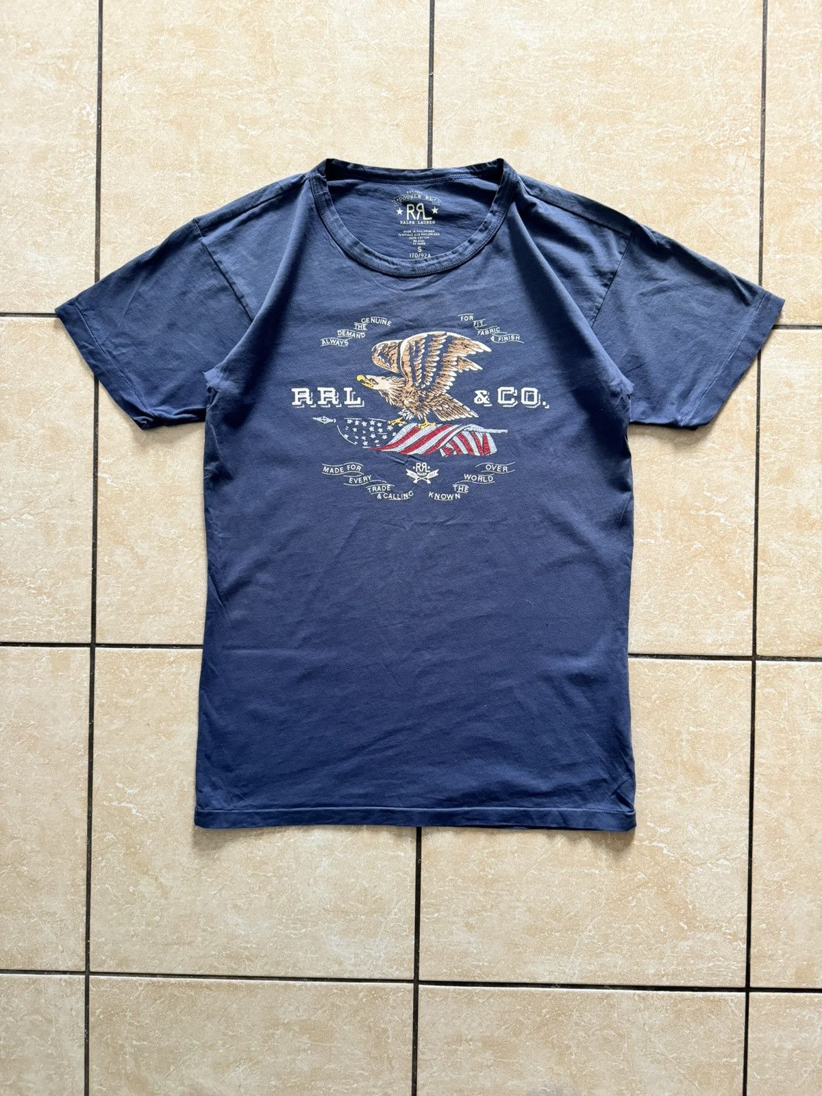image of Made In USA x Rrl Ralph Lauren Rrl Ralph Laurent Double Rl Big Logo American Eagle T-Shirt Slim Fit