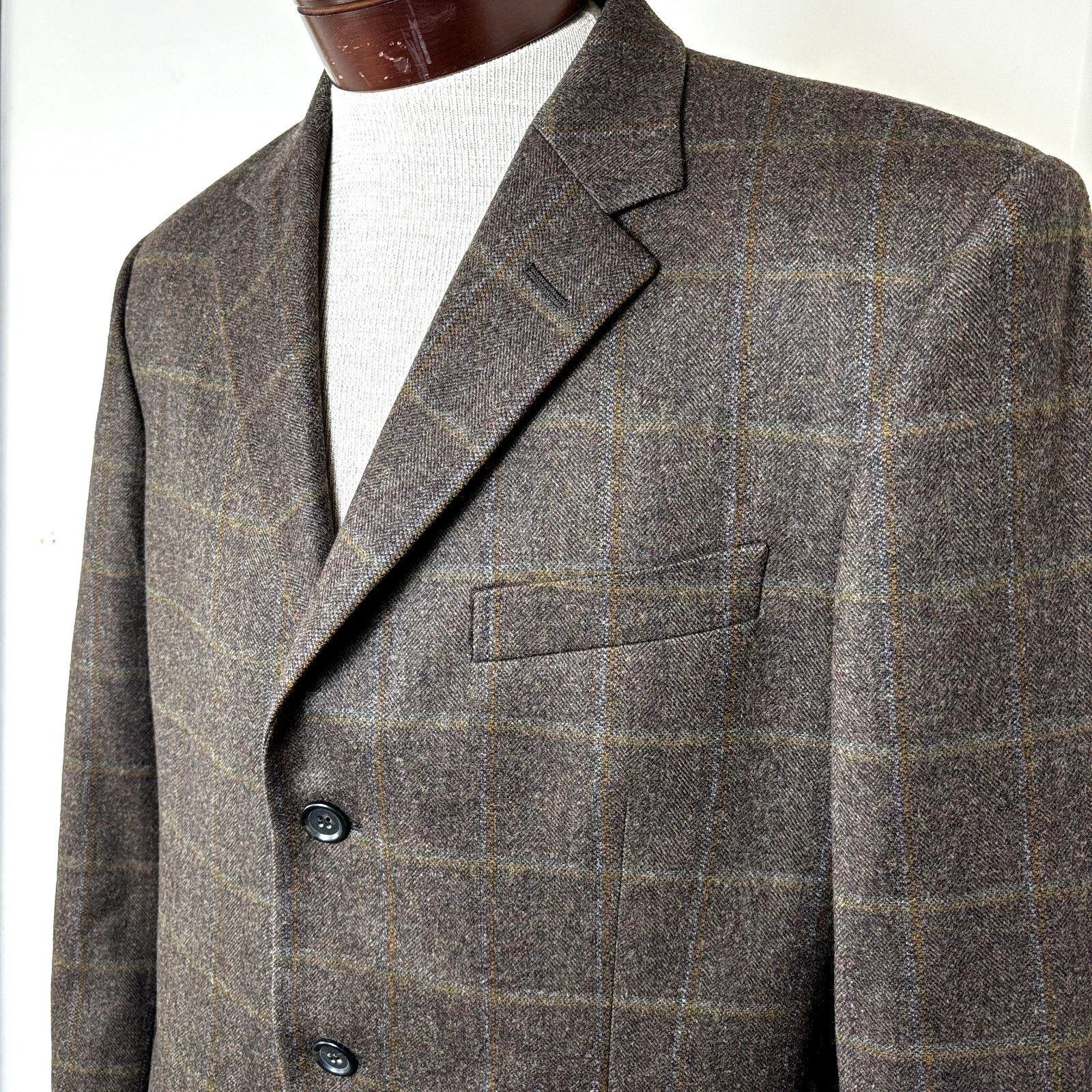 Other Gritti Zegna Sport Coat 50R It 40 US Windowpane Brown Flanne Size 40R - 13 Thumbnail
