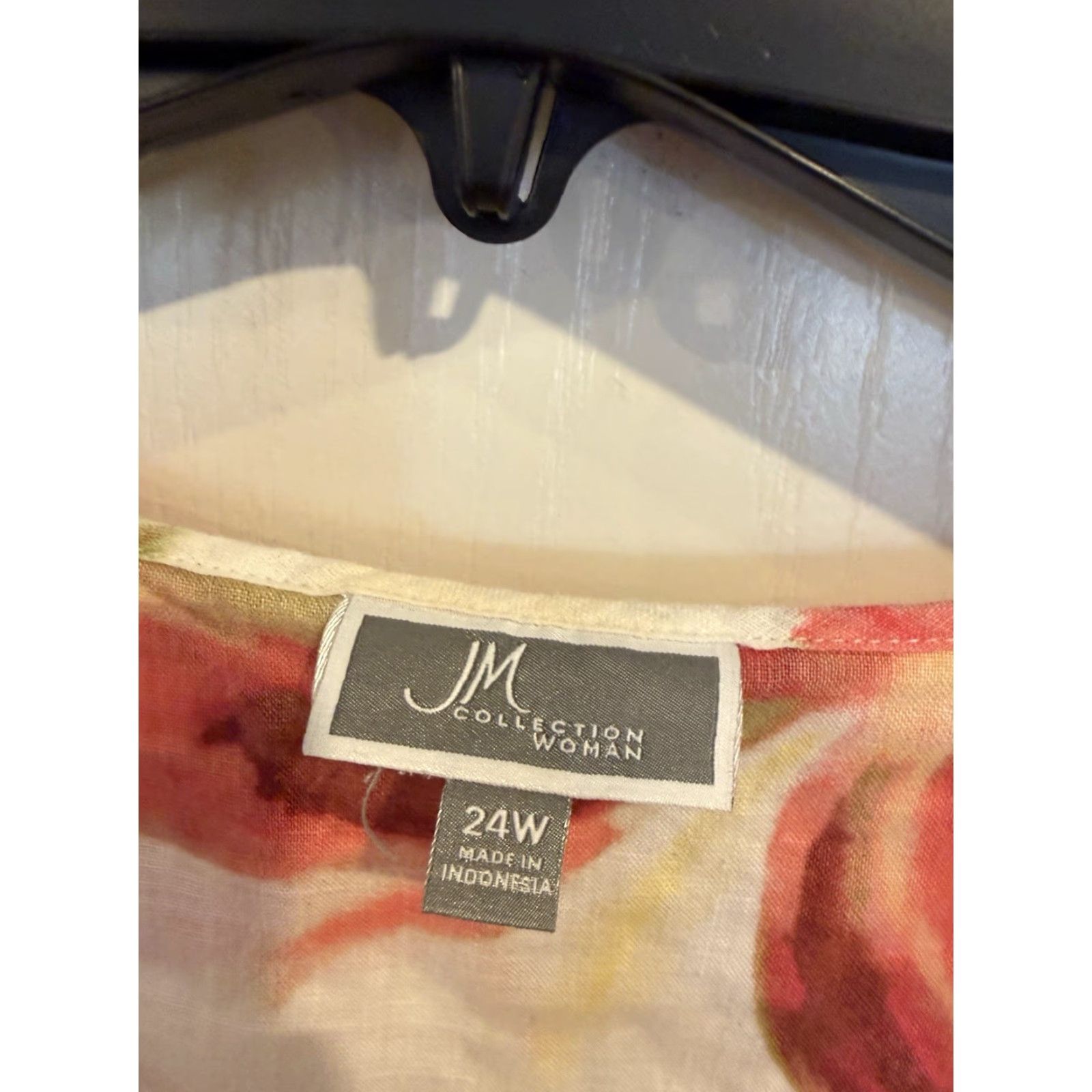 JM Collection JM Collection Blouse Women’s Linen Floral 3/4 Sleeve V-Neck 24W Plus Size Multicolor Womens Size 4XL / US 24-26 - 2 Thumbnail