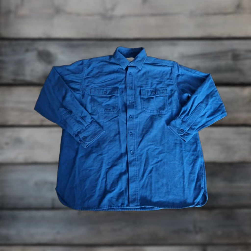 Vintage VINTAGE L.L. Bean Heavyweight Chamois Cloth Button-Up Shirt Adult Large Regular Navy Blue Casual Mens Size US L / EU 52-54 / 3 - 1 Thumbnail