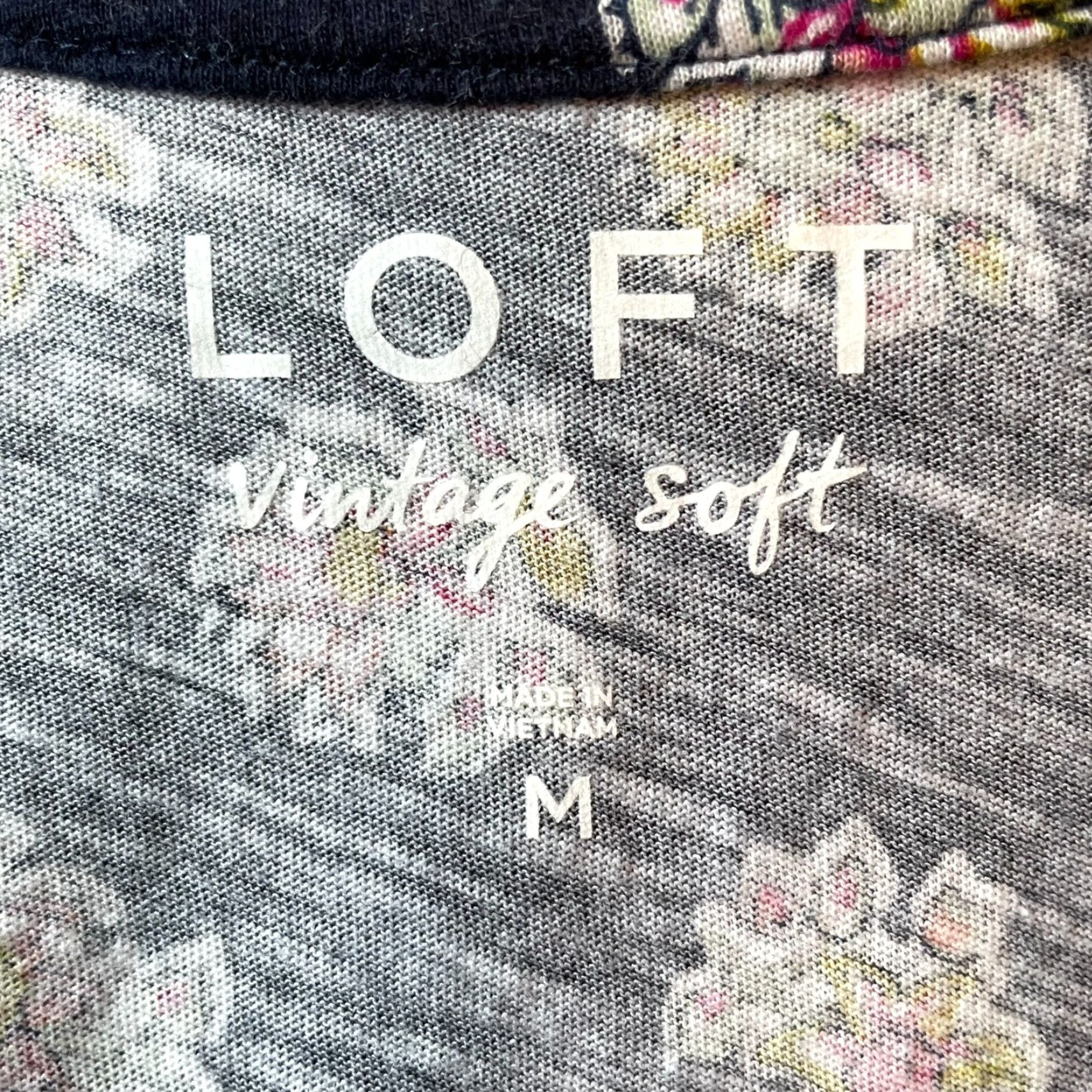 Loft VINTAGE LOFT Top TShirt M Floral Navy Blue Short Puff Sleeve Soft Dainty Pink Size M / US 6-8 / IT 42-44 - 7 Thumbnail