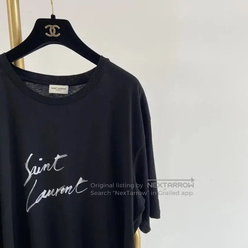 Yves Saint Laurent YSL Summer Black Cotton T-Shirt for Women . Size S / US 4 / IT 40 - 3 Thumbnail