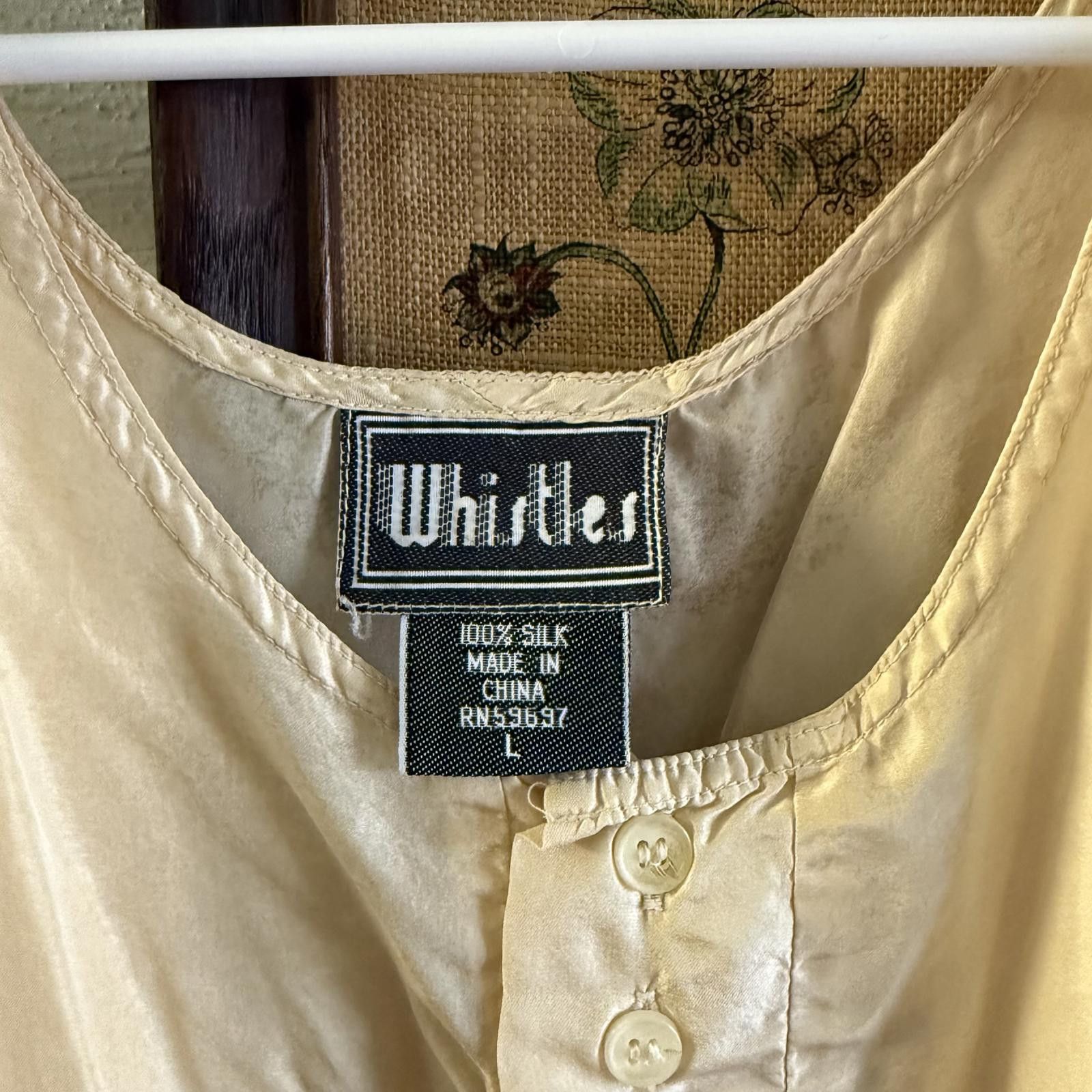 Whistles Vintage Women's Cream Sleep Tank Top 100% Silk Size L / US 10 / IT 46 - 3 Thumbnail