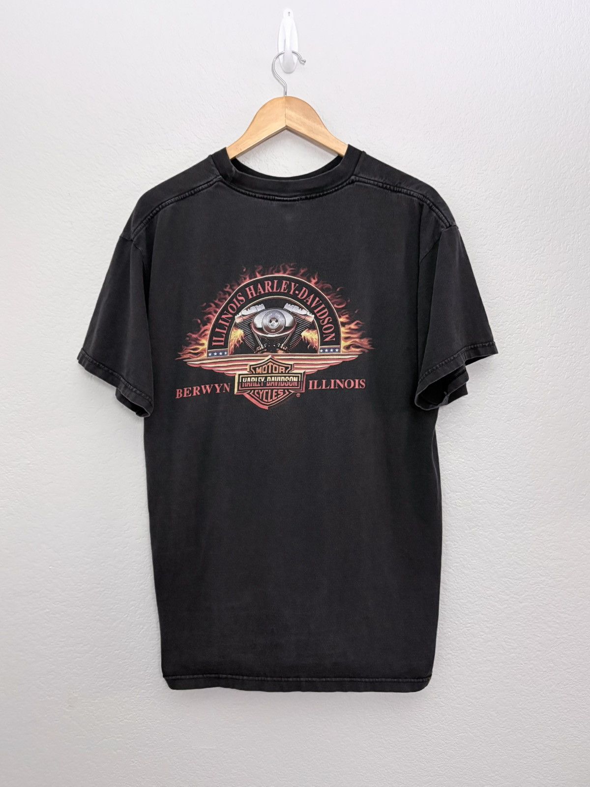 Harley Davidson Harley Davidson Vintage Perfect Fade Purple Flame Eagle Tee Size US XL / EU 56 / 4 - 2 Thumbnail