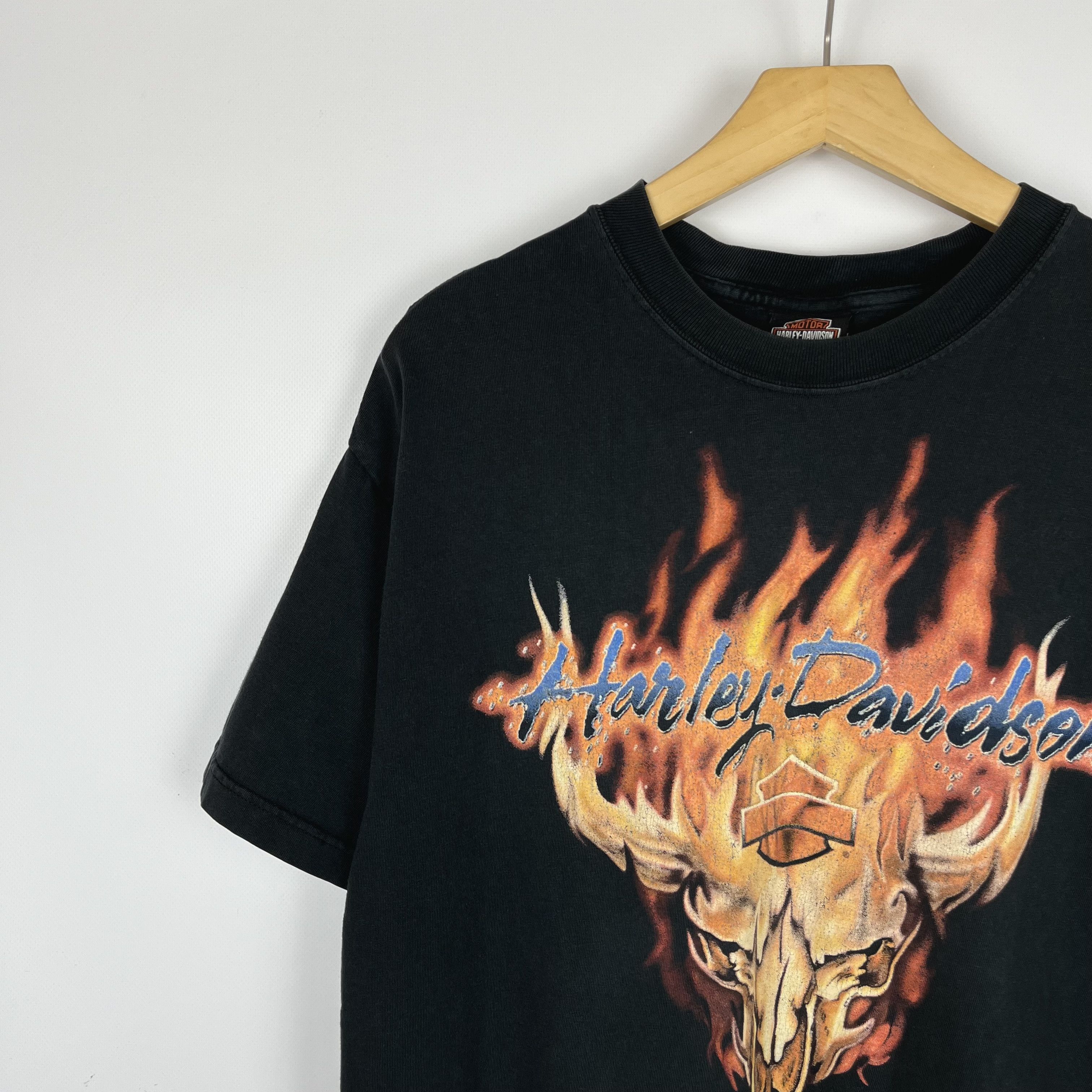 Harley Davidson Vintage Harley Davidson Flame Skull Florida T Shirt 2002 Size US L / EU 52-54 / 3 - 5 Thumbnail